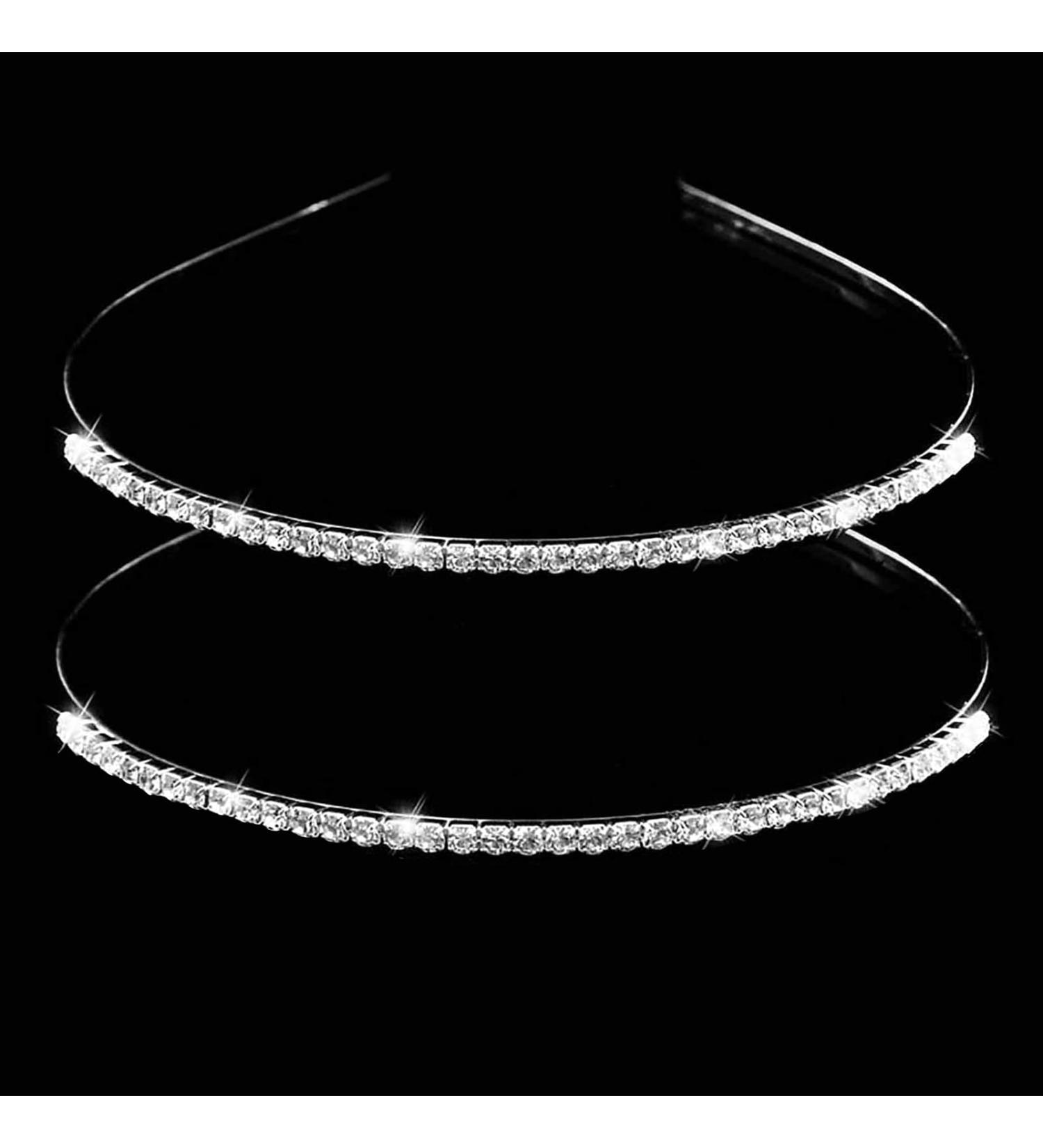 DuoDuorou 2 Pack Silver Rhinestone Elastic Headbands for Girls - Hair Styling Accessories for Spa Yoga Workout - Children Back to School & Wedding Gifts - Buy Online on GoSupps.com