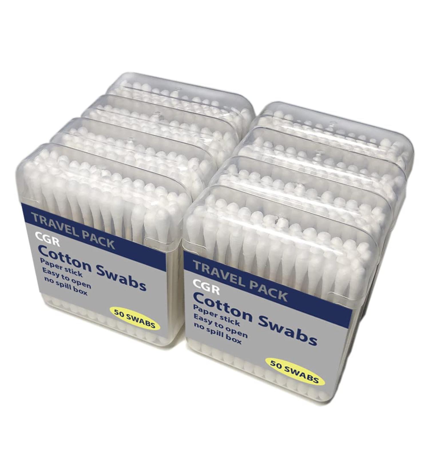 400pcs CGR Organic Cotton Swabs | Double-Tipped | 100% Cotton | Compostable Paper Sticks | Travel Pack (8 Packs of 50 Swabs) - Buy Online on GoSupps.com