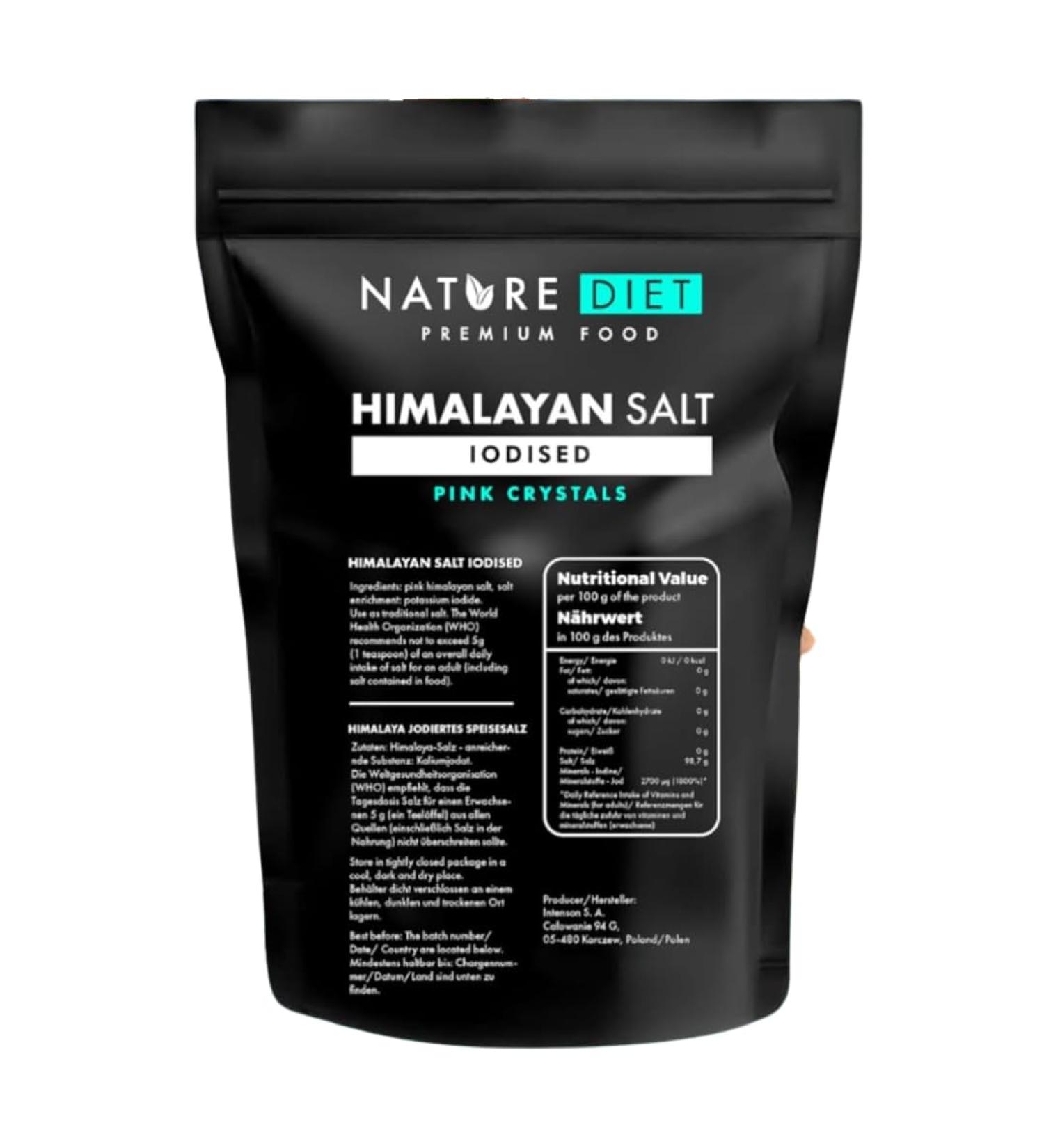 Nature Diet - Sel de l'Himalaya du Pakistan 1000 g | Sel rose | Grain fin | De l'Himalaya - Buy Online on GoSupps.com
