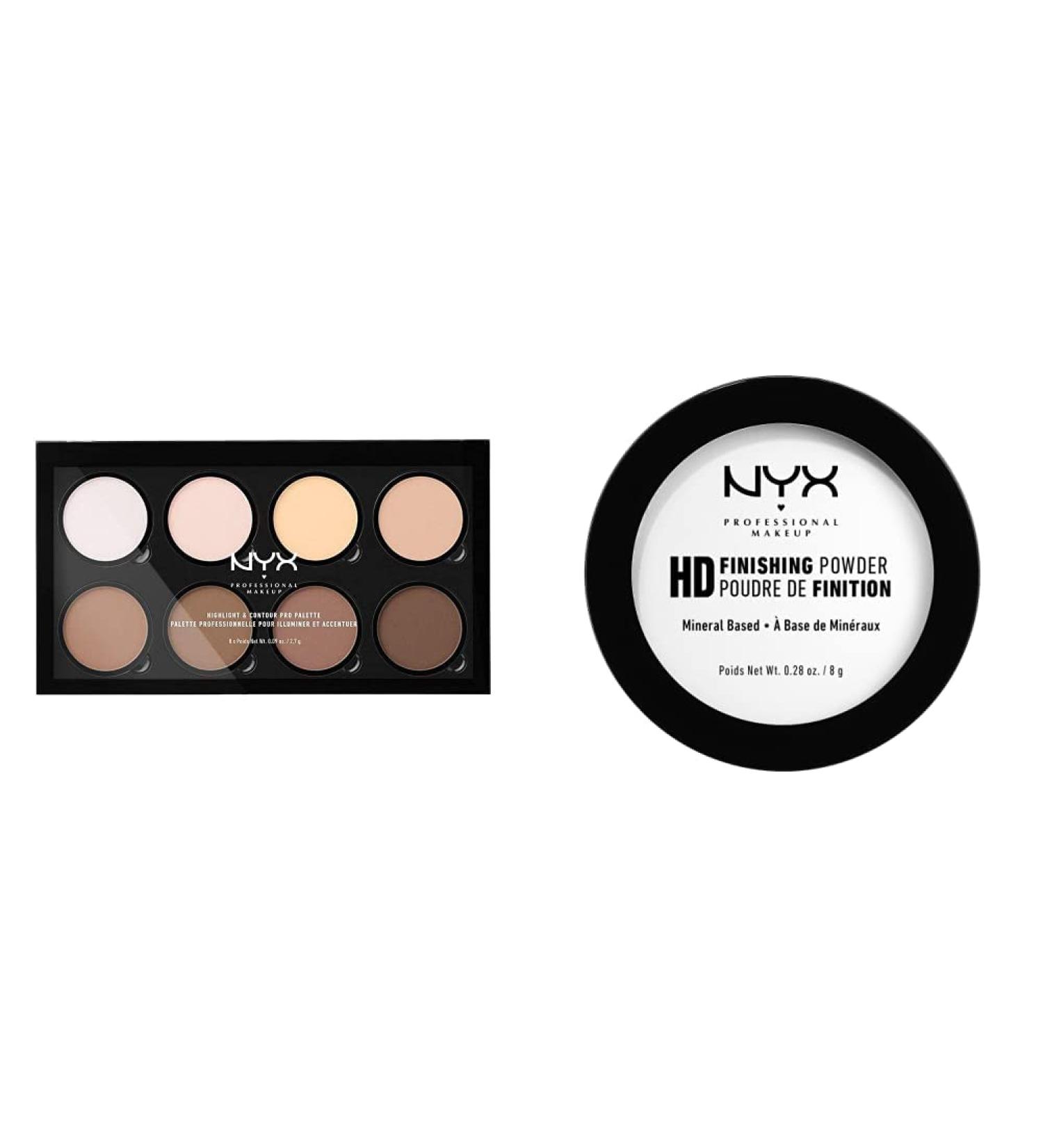 NYX Professional Makeup Highlight & Contour Pro Palette & HD Finishing Powder Vegan Oil-Absorbing Perfected Matt Finish for All Skin Types - Buy Online on GoSupps.com