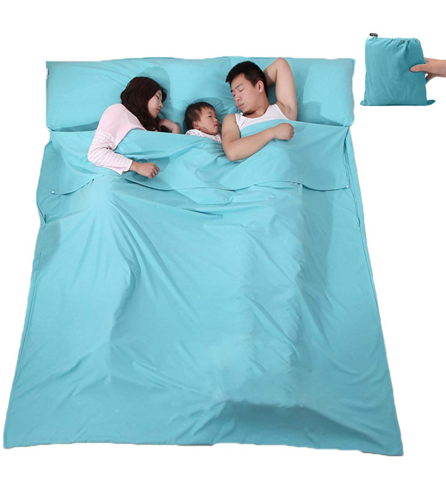 VILISUN Sleeping Bag Liner - Lightweight Portable Travel and Camping Sheet - Soft, Compact, Carry Bag - Hotel L (210*180cm) Blue - Buy Online on GoSupps.com