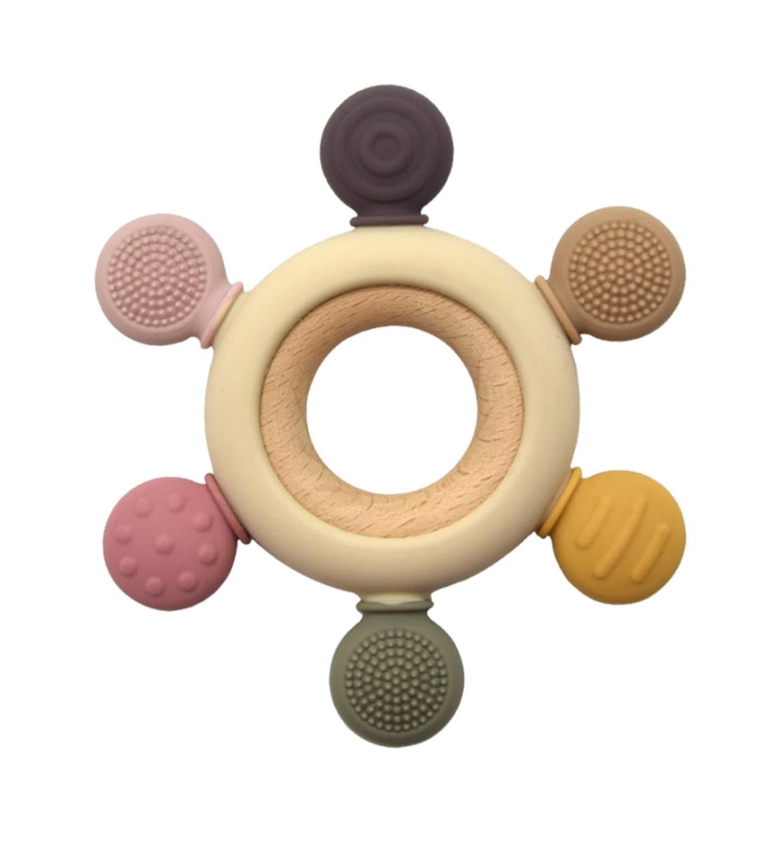 Bite Ring Baby Teething Toy - BPA-Free Silicone Dental Aid for 3+ Months - Multi-Colored Nursing Accessory - Buy Online on GoSupps.com