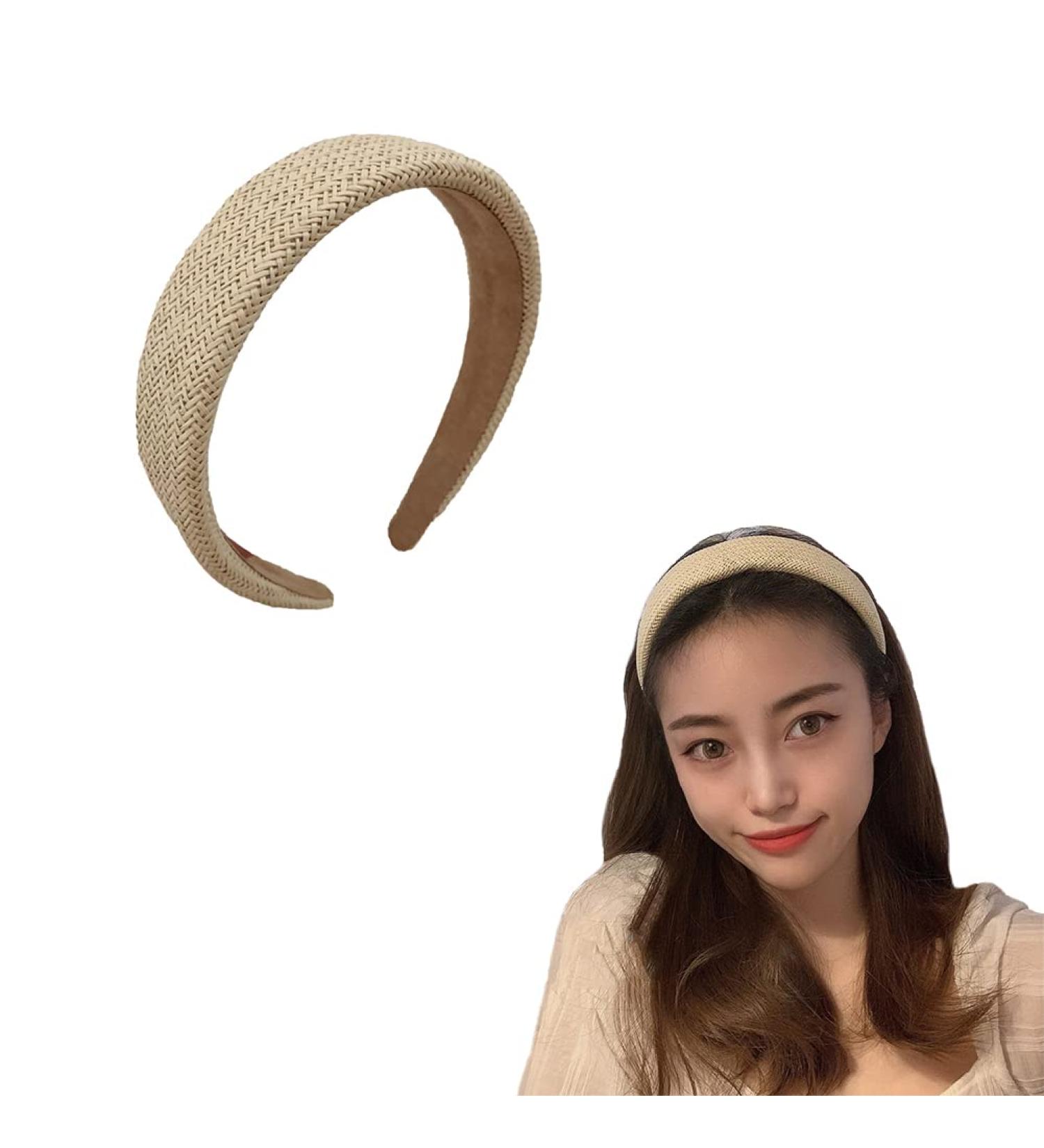 Shop Wide Braided Straw Headband for Women | Coarse Rattan Woven Hair Bands | Non-Slip Thick Hair Accessories | Bohemian Style - Buy Online on GoSupps.com