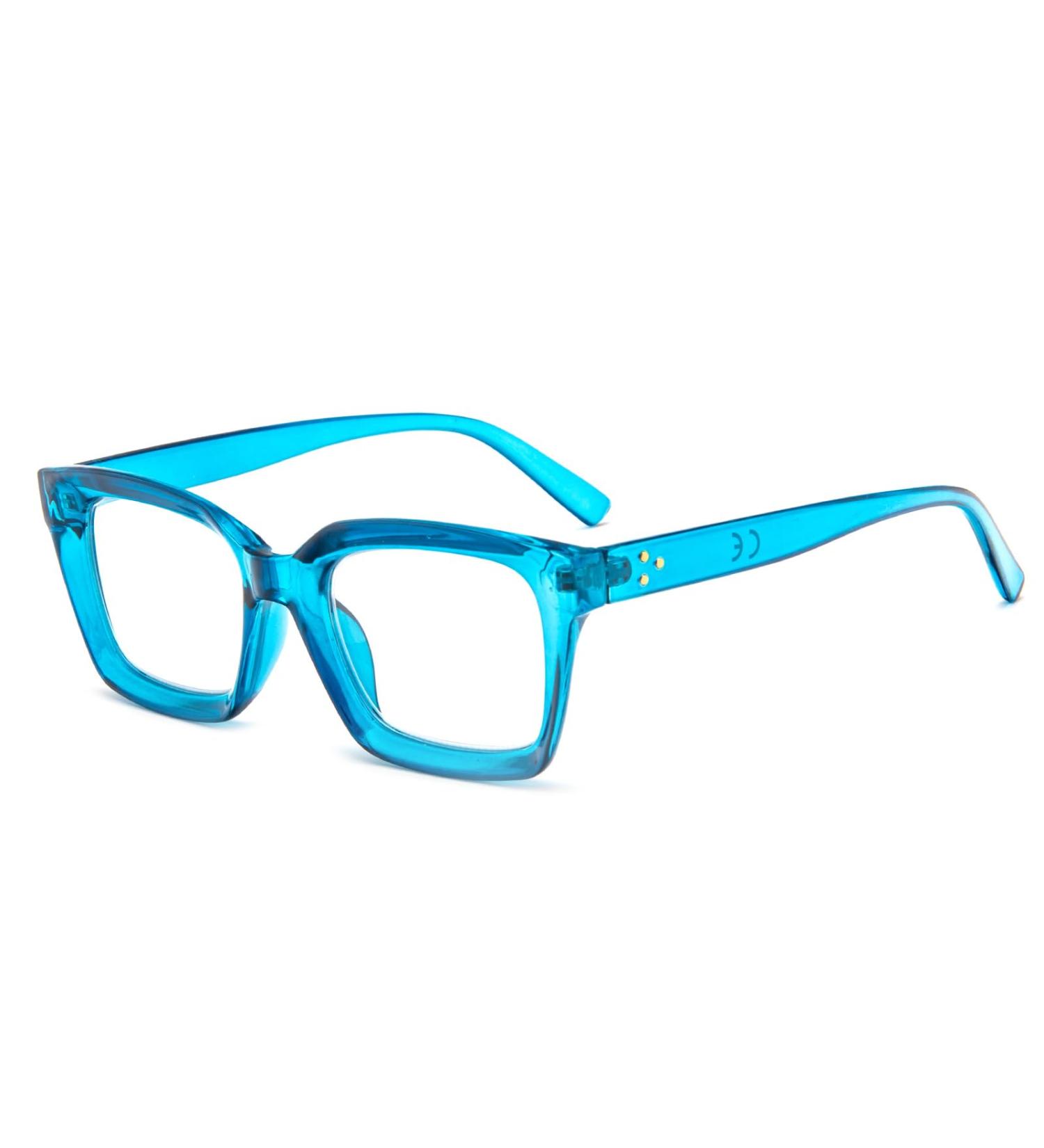 MMOWW Oversized Reading Glasses for Women - Square Frame Anti Blue Light Transparent Blue 2.5 - Buy Online on GoSupps.com