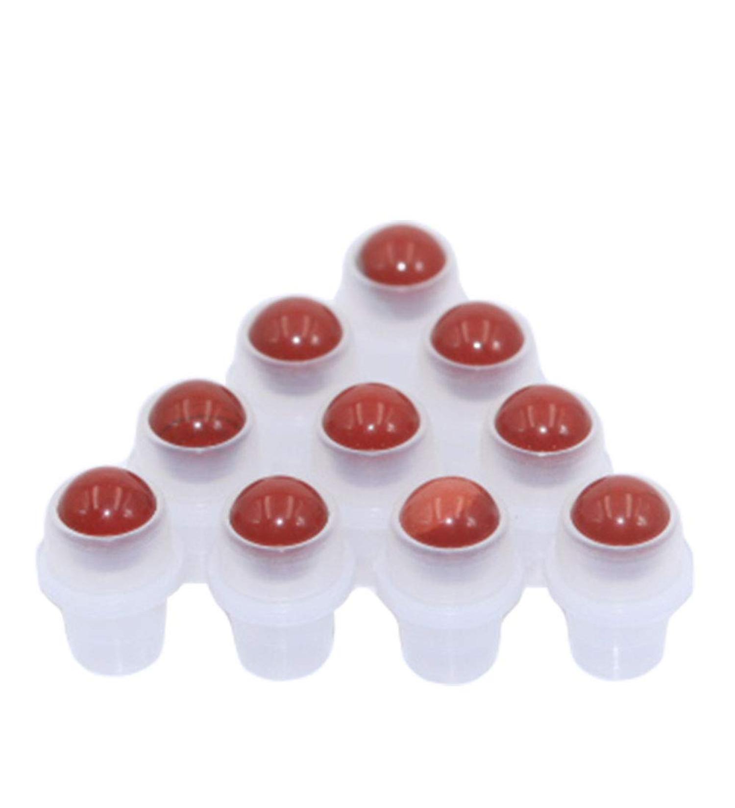 Furnido 10 Pack Natural Red Jasper Crystal Roller Balls for Essential Oils - Compatible with 5ml & 10ml Bottles - Polished Gemstone with Plastic Insert - Buy Online on GoSupps.com