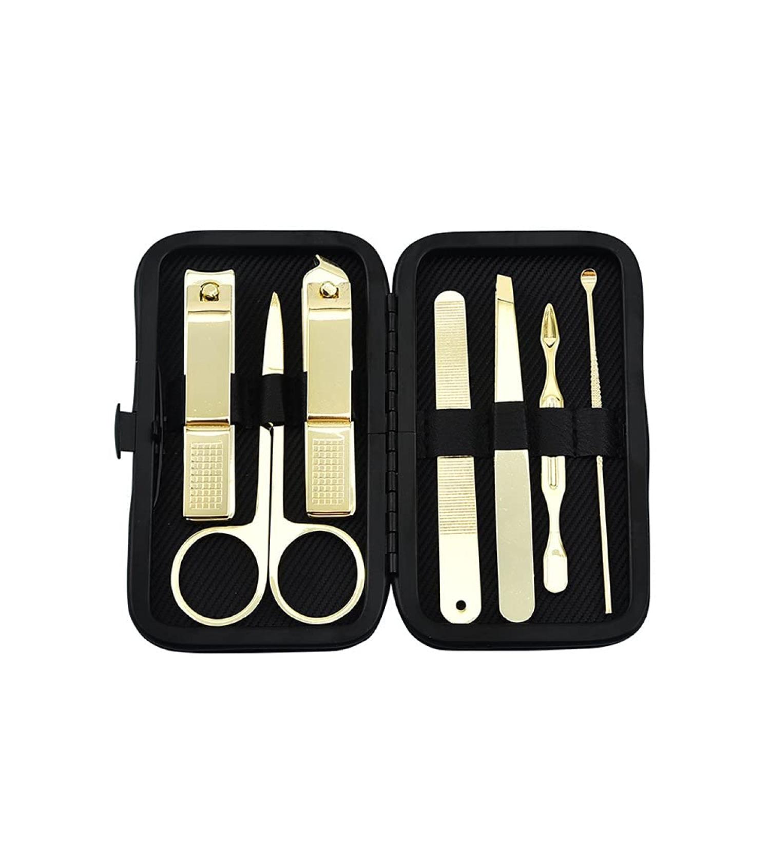 Nail Clippers Set Manicure and Nail Clippers Set with Built in Nail File Personal Care and Home Use 7 Pieces Black - Buy Online on GoSupps.com