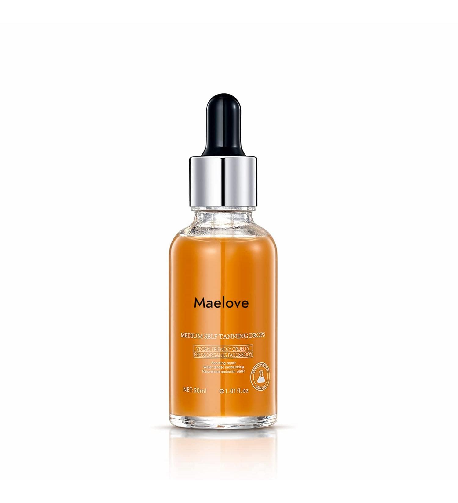 Maelove Vegan & Cruelty-Free Self Tanning Drops for Perfect Golden Glow - 1 fl oz (30ml) - Buy Online on GoSupps.com