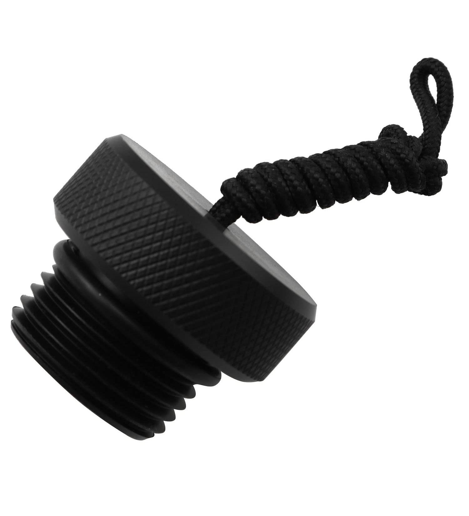 LQ Industrial Black Scuba Dive DIN Tank Valve Cover with Rope - Male Threaded Regulator Plug for Dust Protection - Buy Online on GoSupps.com