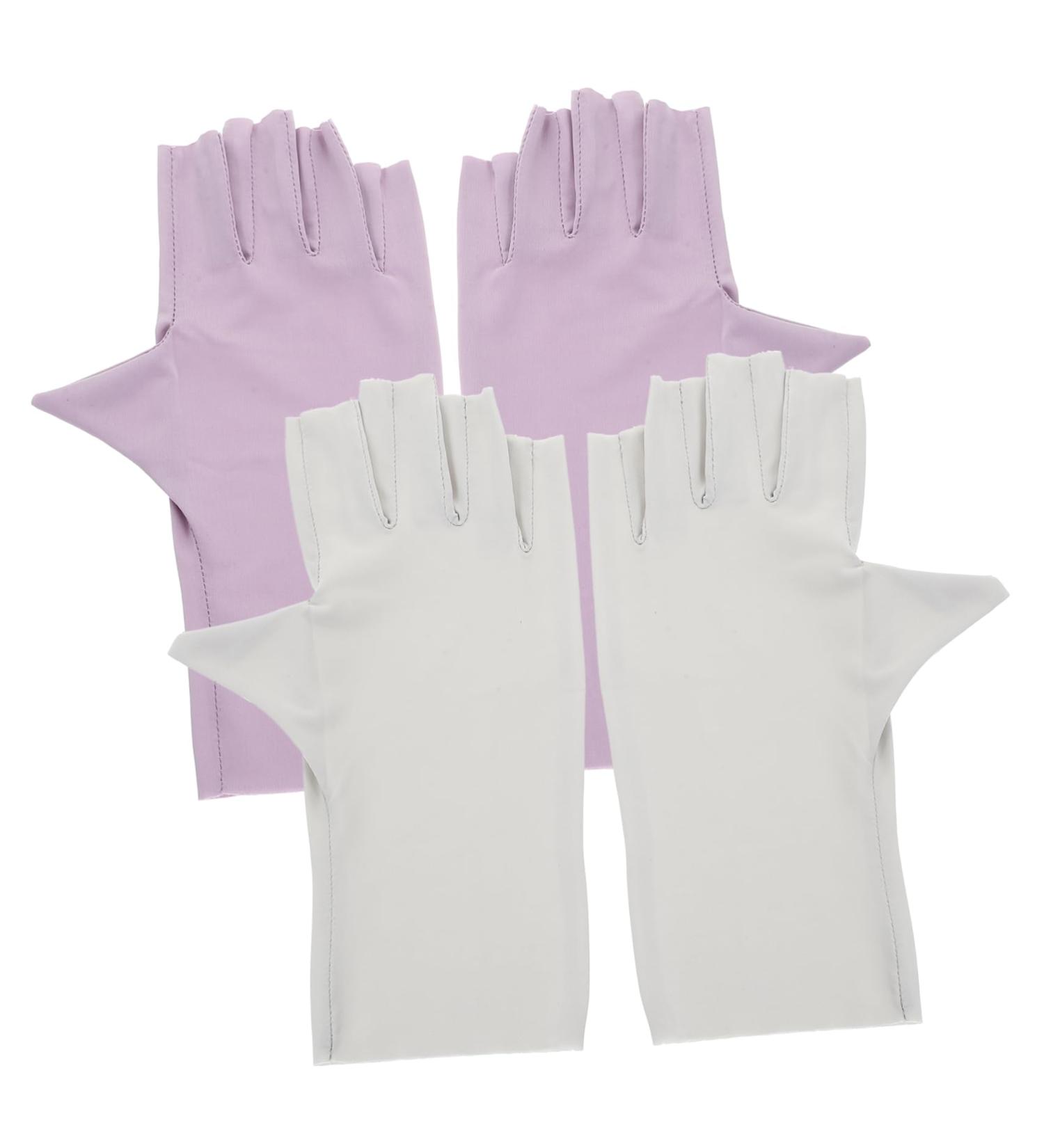 ABOOFAN 2 Pairs Gel Nail Gloves Half Finger Gloves Uv Protection Gloves Nail Art Gloves Pink Gloves Protective Gloves for Manicure Nail Art Accessory Thin Section Sun Protection Gloves - Buy Online on GoSupps.com