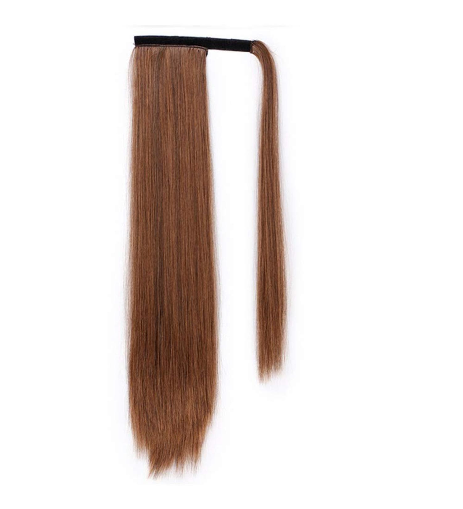 Vibrant Corn Wavy Long Ponytail Synthetic Wig - 22-inch Clip Hair Extension Brown Ponytail Hair Piece - Ideal for Effortless Style - Buy Online on GoSupps.com