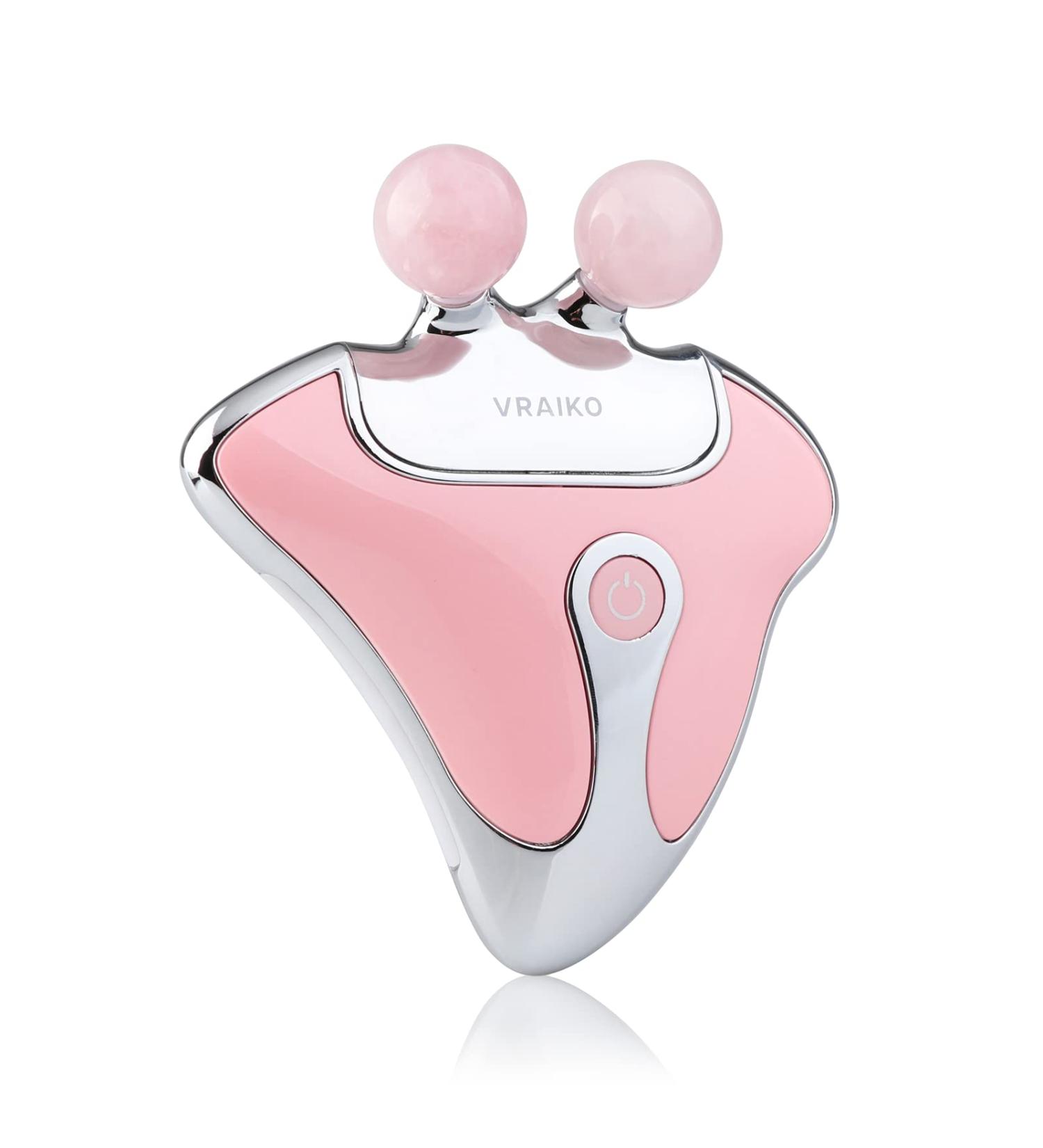 Vraiko Gemglow Jade Roller & Gua Sha Set - 4-in-1 Facial Massage with Red Light Therapy & Heat for Fine Lines Wrinkle Relief | Rose Quartz - Buy Online on GoSupps.com