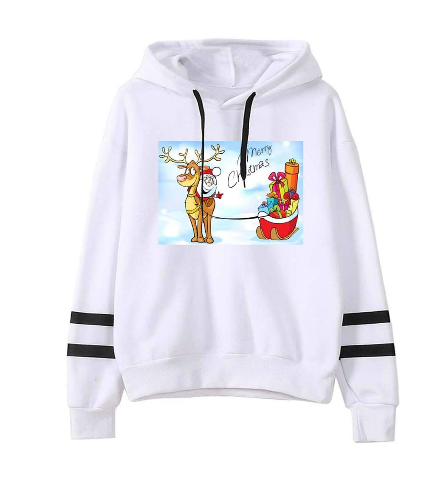 Bigfanshu Womens Long Sleeve Tops Christmas Print Hooded Sleeves Sweatshirt Pullover Shirt - Buy Online on GoSupps.com