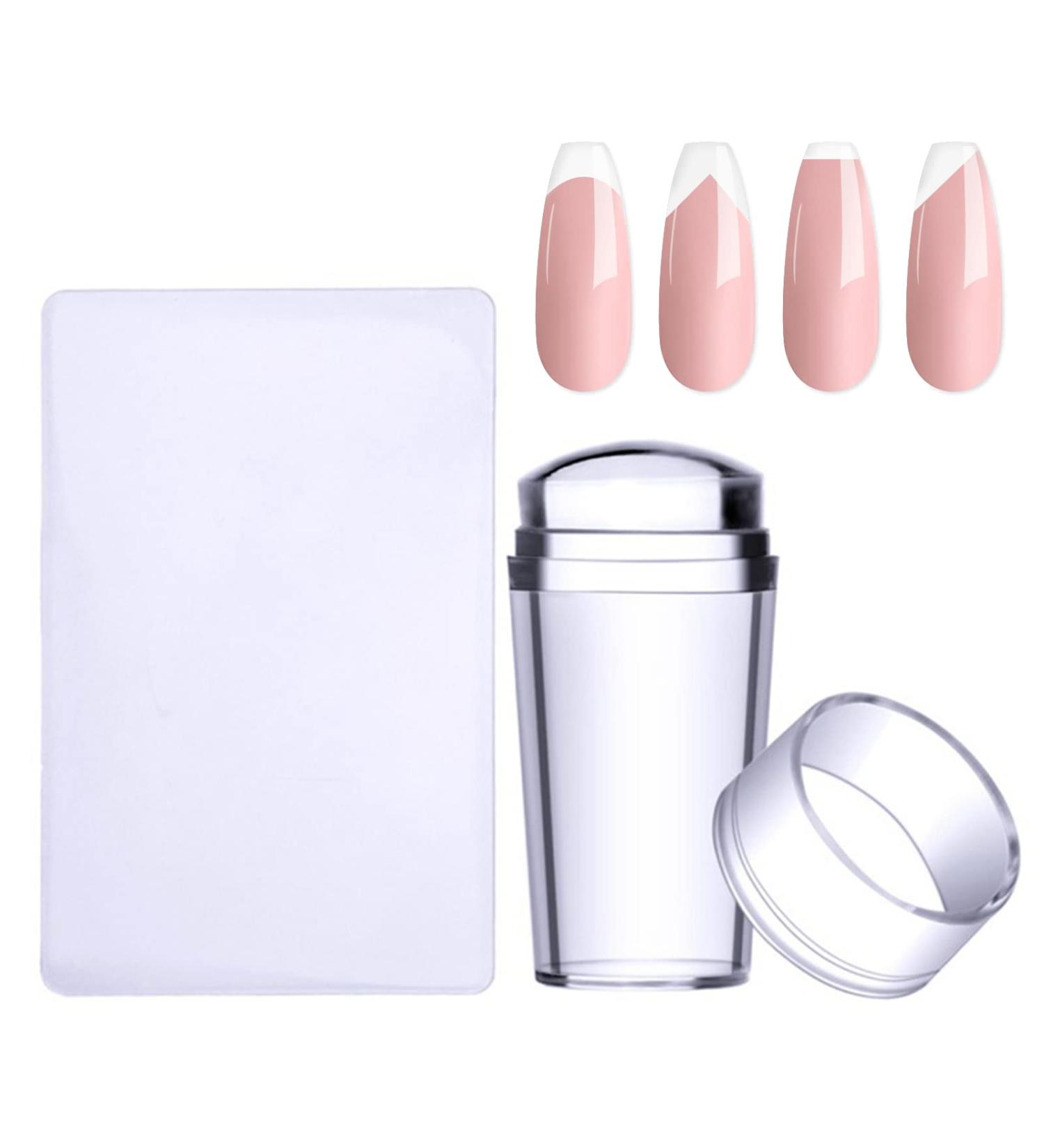 HJ-NAT074-2 French Silicone Nail Art Stamp Set - 2-Piece Transparent Template for Manicure & Scrapbooking - Buy Online on GoSupps.com