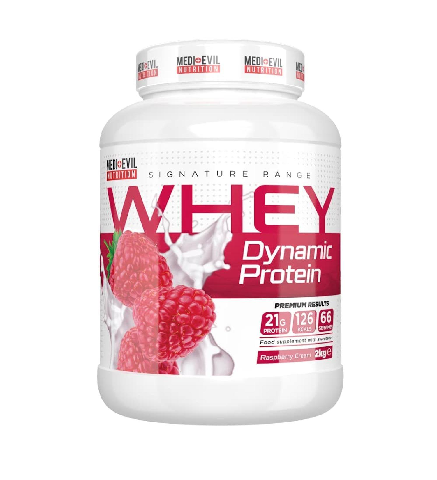 Medi-Evil Nutrition Whey Dynamic Protein Raspberry Cream Flavour 2kg 66 Servings Whey Protein Powder for Muscle Growth Vegetarian Raspberry Cream 66 Servings (Pack of 1) - Buy Online on GoSupps.com