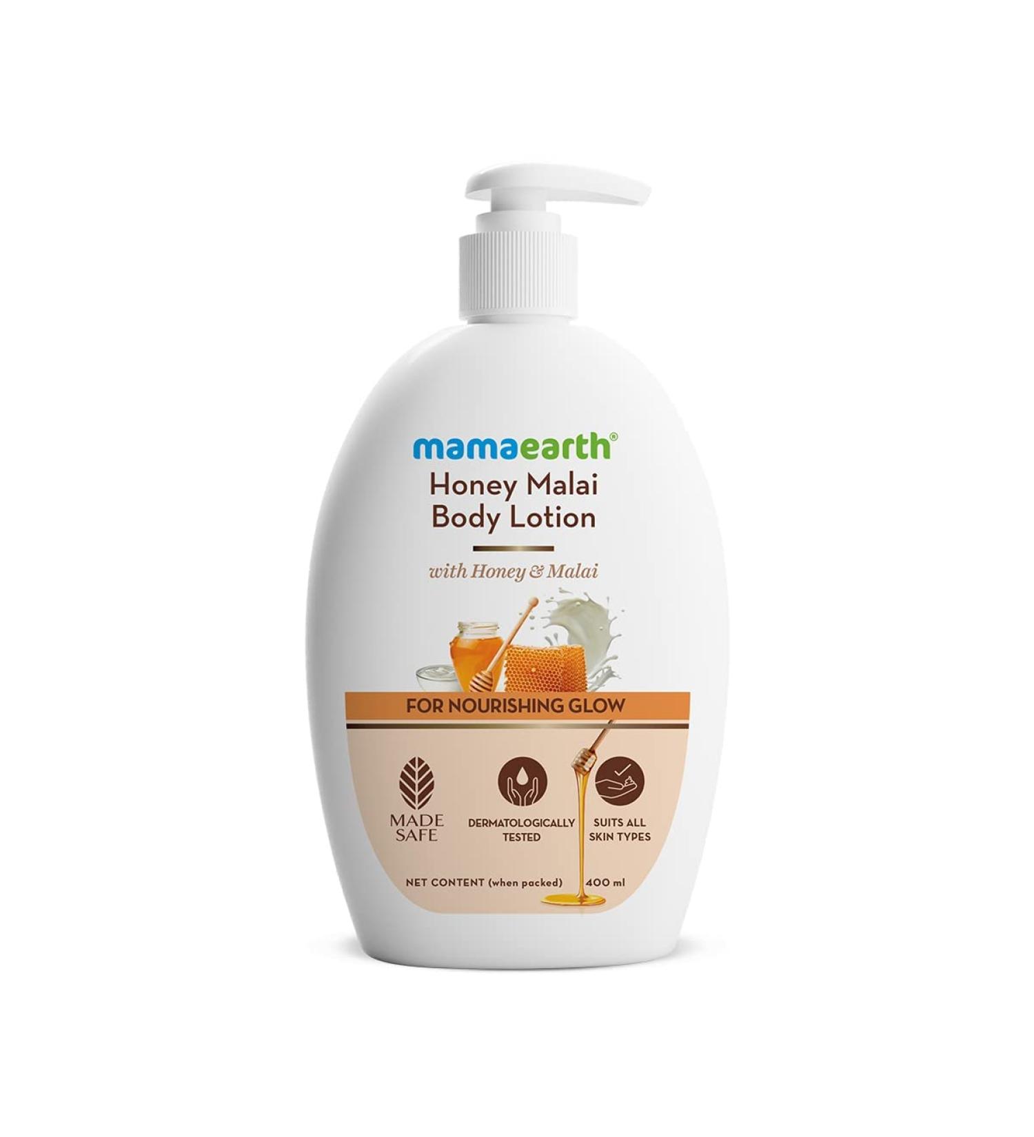 Mam Earth Honey Malai Body Lotion - Nourishing Glow with Honey & Malai | 400 ml - Buy Online Worldwide - Buy Online on GoSupps.com