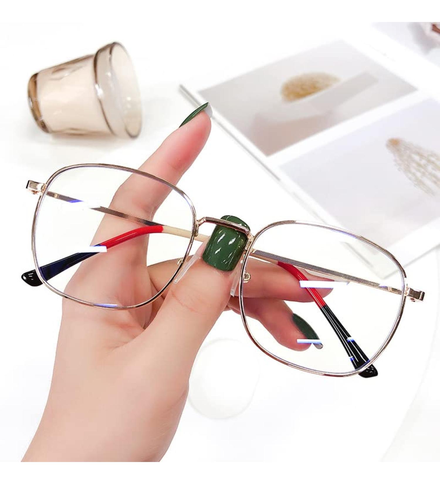 Ltsrll Oversized Metal Reading Glasses - Stylish Square Blue Light Blocking Readers Anti-Glare Filter Golden +150 Size - Buy Online on GoSupps.com