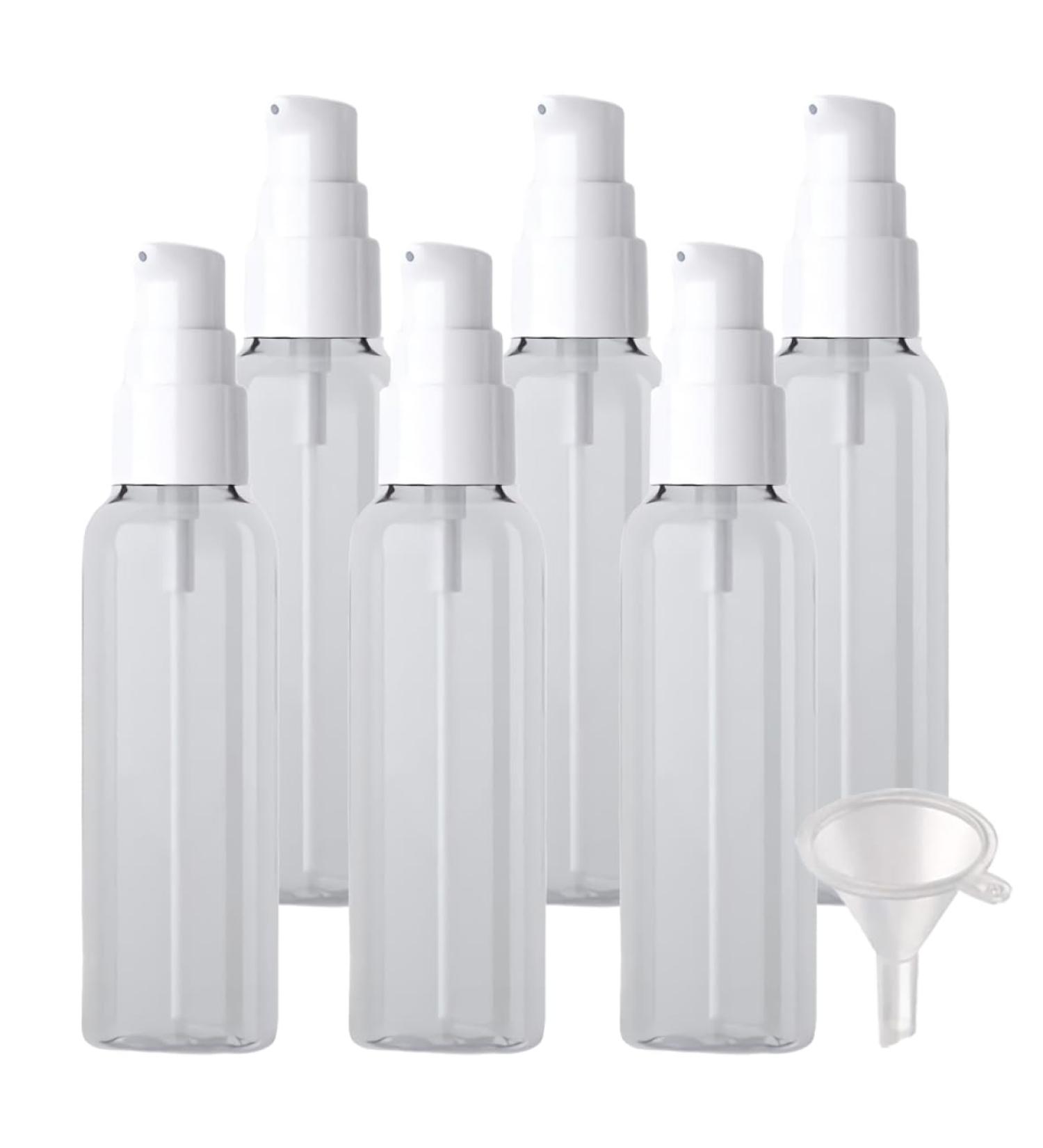 ZEOABSY 6 Pieces 60 ml Transparent Lotion Bottles with White Pump 60ml Empty PET Plastic Lotion Pump Bottle Cosmetic Gel Travel Container for Cosmetic Make up Cleaning + 1 x Funnel Transparent 60ml - Buy Online on GoSupps.com