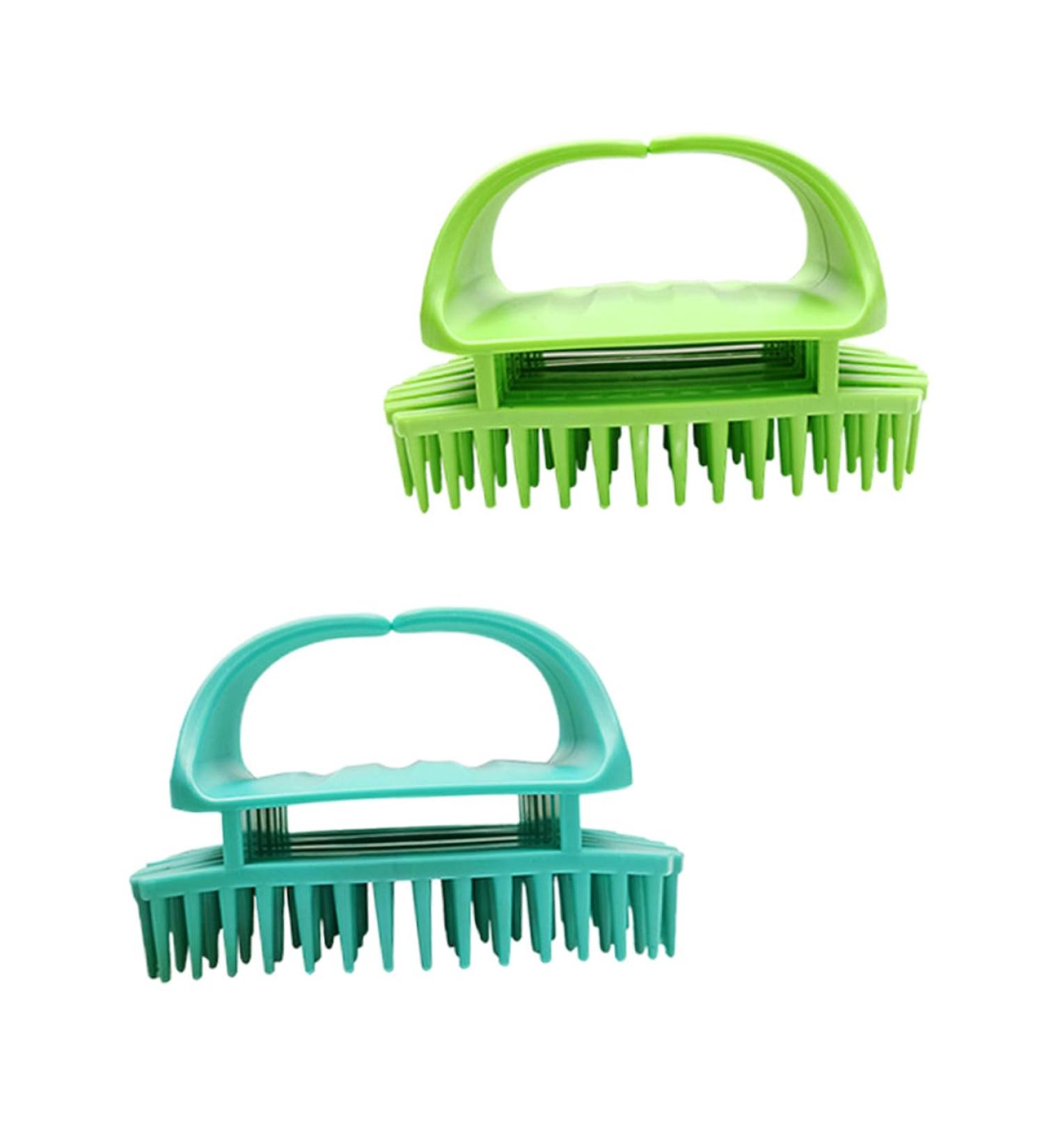 Plafope 2-in-1 Hair Shampoo Brush & Massager - Green Hair Scalp Cleaner for Miniatures & Dolls House | Adult Size 11x6cm - Buy Online on GoSupps.com