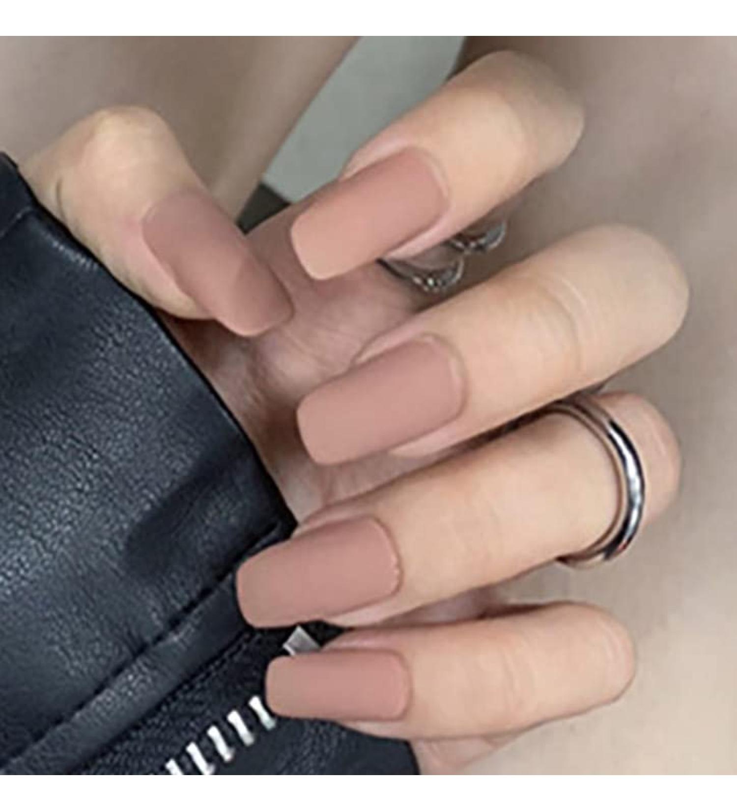 Shop Bohend Matt Long Oval False Nail Tips - Pink Press On Nails for Daily Wear & Parties | Perfect for Women & Girls - Buy Online on GoSupps.com