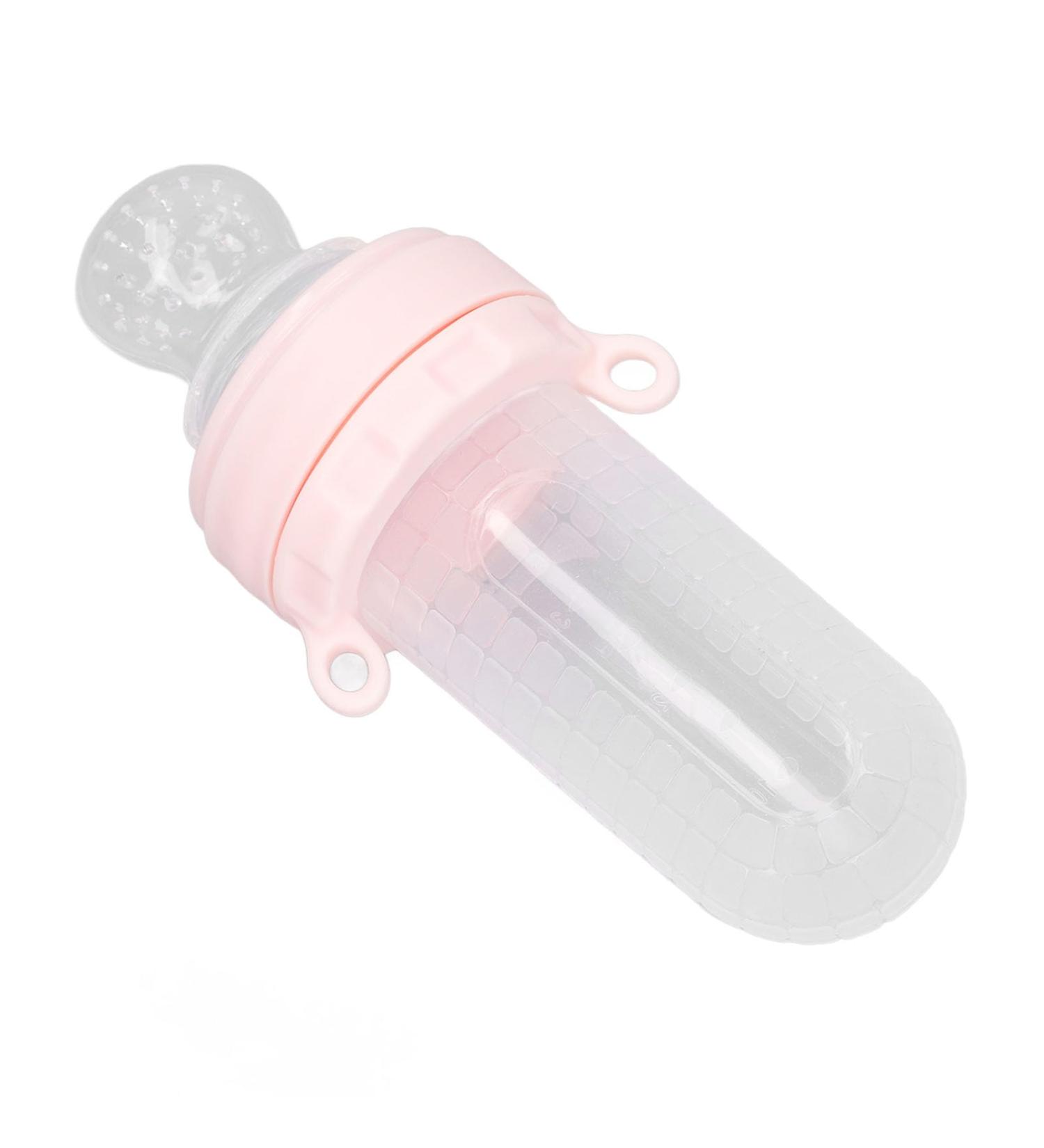 Buy Pink Silicone Baby Feeder & Squeezing Spoon - Skin-Friendly Safe Toothed Pacifier for Outdoor Use - Buy Online on GoSupps.com