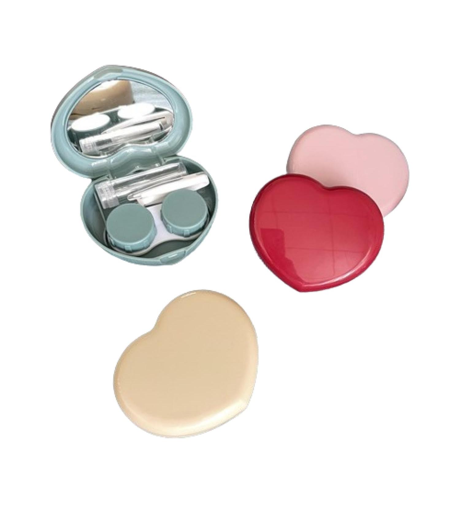Heart-Shaped Travel Contact Lens Case | Portable Eye Container with Tweezers & Solution Ideal for Daily Use - Buy Online on GoSupps.com