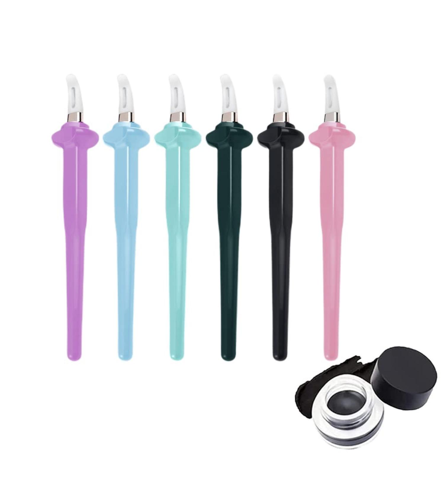 Silicone Eyeliner Brush with Eyeliner Cream Set - Reusable Eye Liner Tool Waterproof Easy to Operate Makeup Aid Tool (Blue) - Buy Online on GoSupps.com