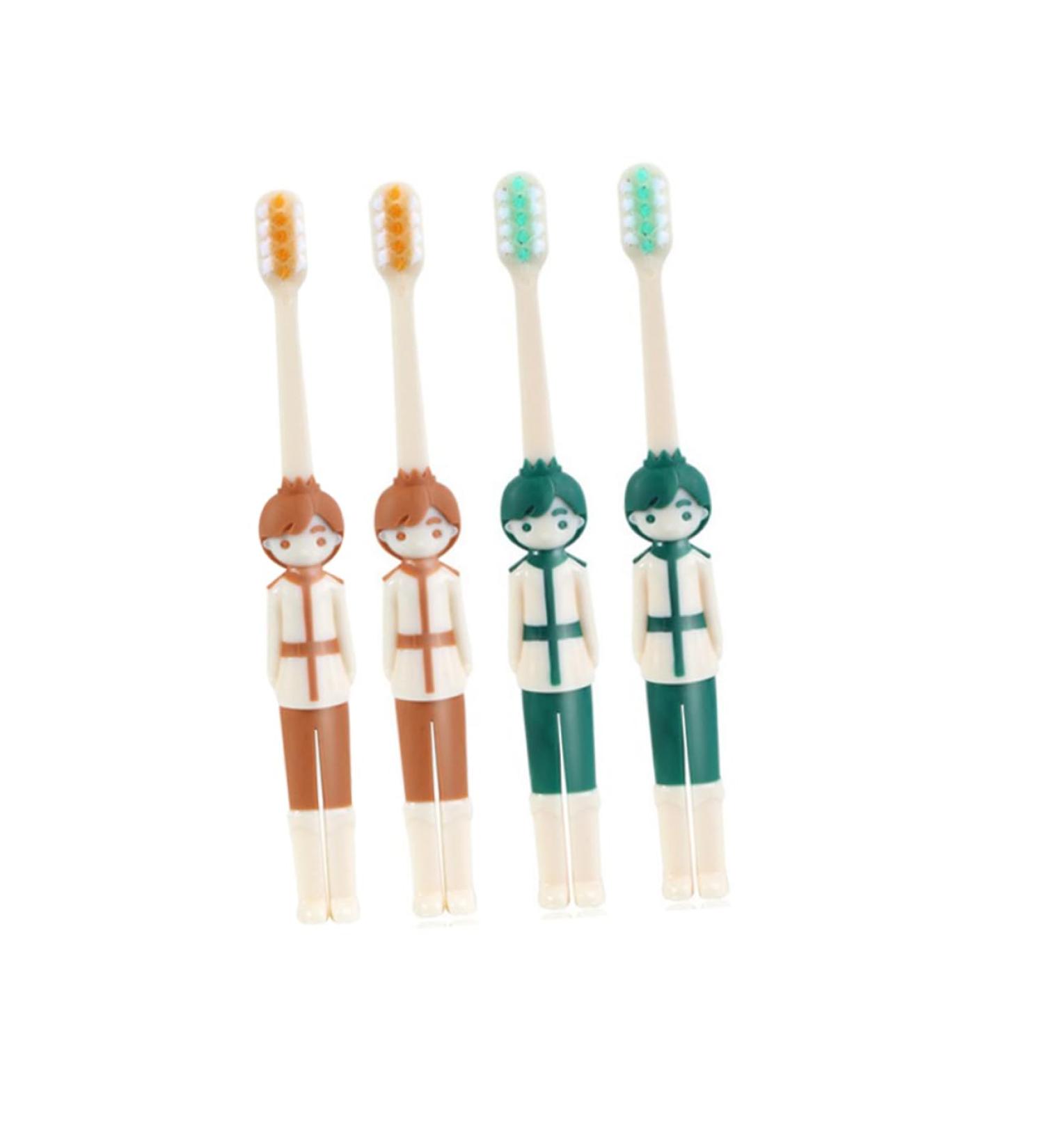 Hapinary 4-Piece Cartoon Children's Toothbrush Set | Ergonomic Manual Travel Toothbrushes | Ideal for Kids | Durable PP Material - Buy Online on GoSupps.com