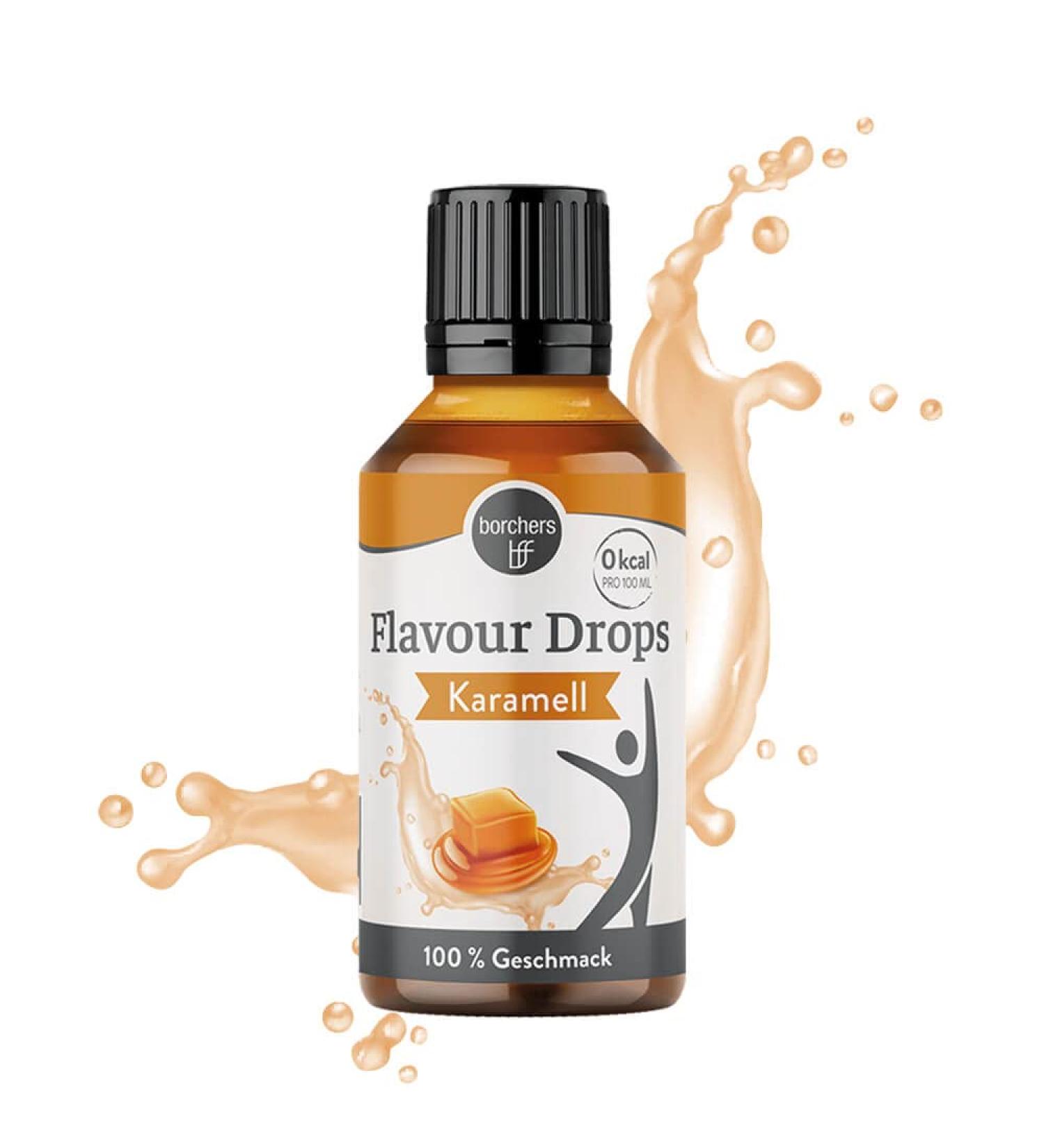 Borchers Flavor Drops Karamell | 0 Calories | Sugar-Free Liquid Sweetener for Cooking Baking & Drinks | 30 ml Caramel Flavoring (1 Pack) - Buy Online on GoSupps.com