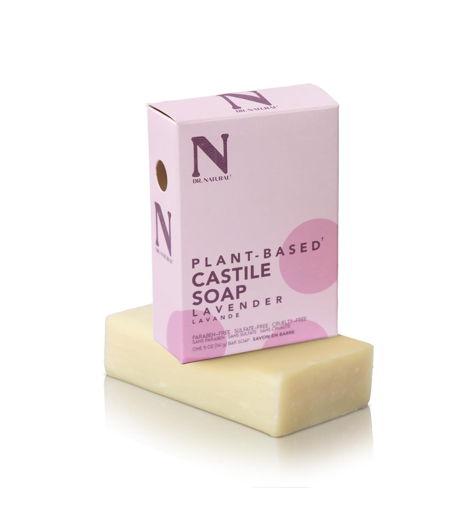 Dr. Natural Pure Castile Soap Lavender 140 g - Plant-Based - Made with Shea Butter - Rich in Essential Oils - Paraben-Free Sulfate-Free Cruelty-Free - Moisturizing Soap - Buy Online on GoSupps.com