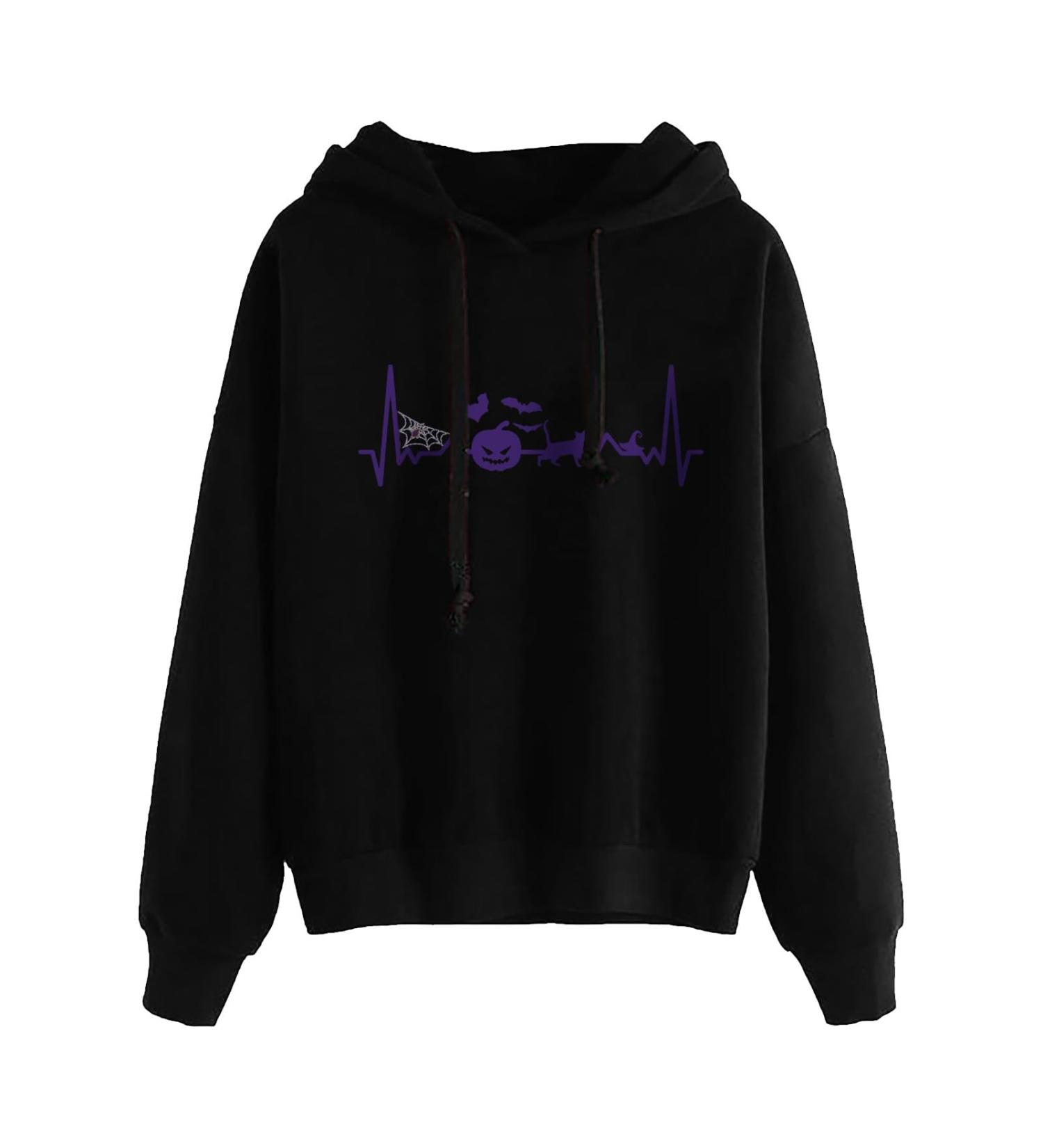 Halloween Women's Hoodie Pullover Tops Long Sleeve Sweatshirts Graphic Gothic Autumn Shirt Medieval Costumes Black Large - Buy Online on GoSupps.com