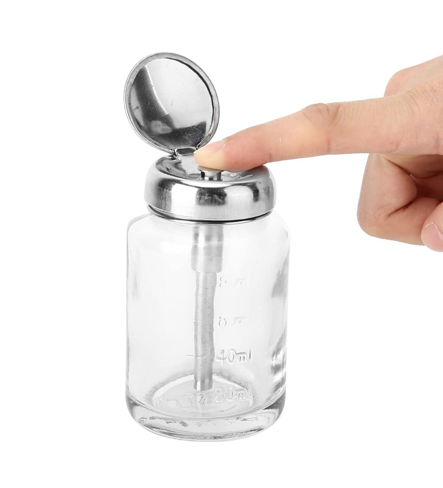 Gel Polish Remover Nail Polish Remover Pump Dispenser Empty Press Glass Bottle Liquid Container for Manicure Makeup Remover Nail Art(80ml) - Buy Online on GoSupps.com