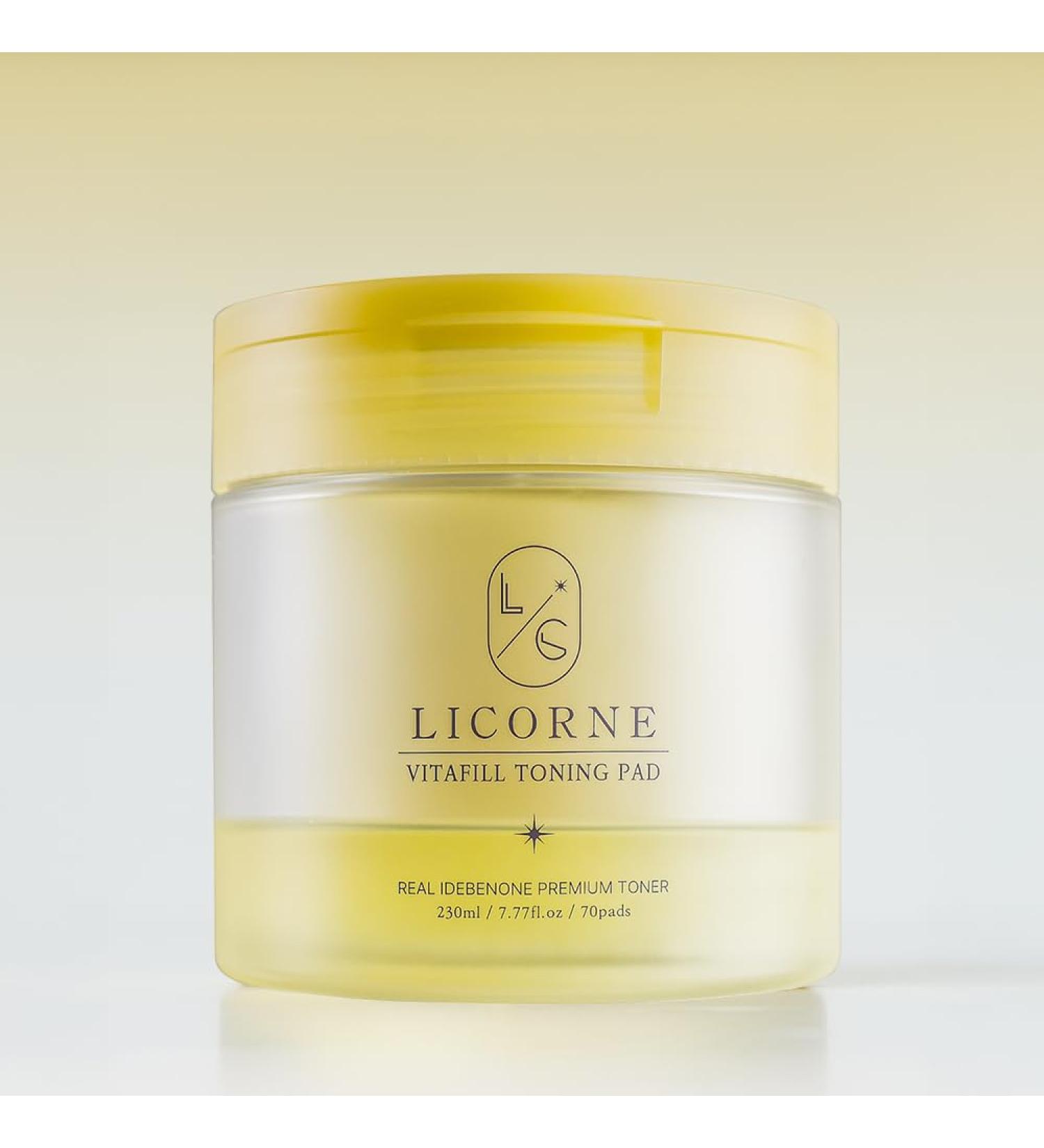 Licorne Vitafill Toning Pad Idebenone & Vitamin C Brightening Pads for Dark Spots Korean Toner Pads for Glass Skin Niacinamide Daily Care 7.77 fl oz 70 Count - Buy Online on GoSupps.com