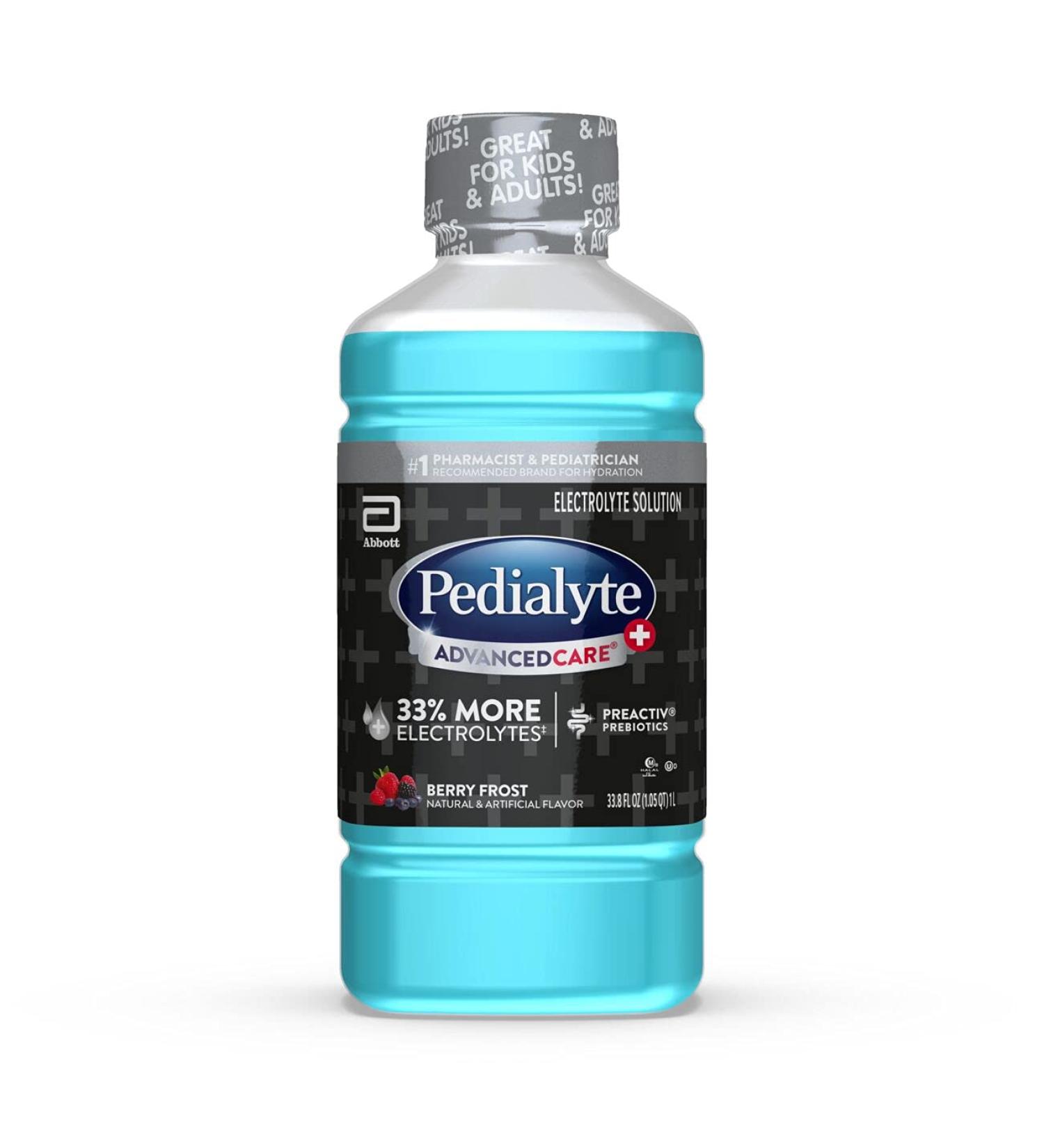 Pedialyte AdvancedCare Plus Electrolyte Drink 1L - Berry Frost | 33% More Electrolytes, PreActiv Prebiotics - Buy Online on GoSupps.com
