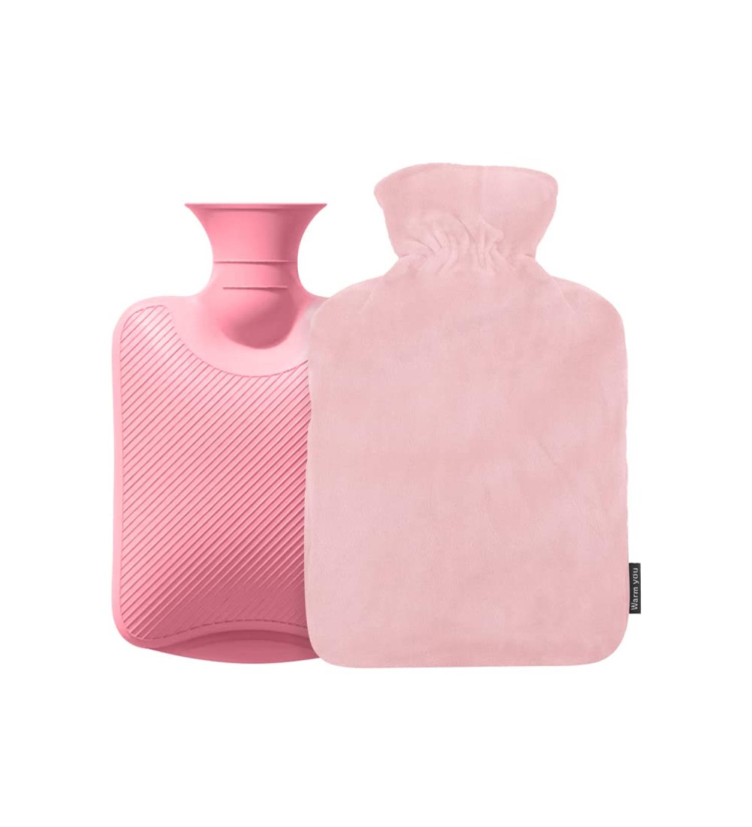 1L Hot Water Bottle with Soft Cover - 1000ml Hot Water Bag - Removable Covers - Pain Relief - Pink - Buy Online on GoSupps.com