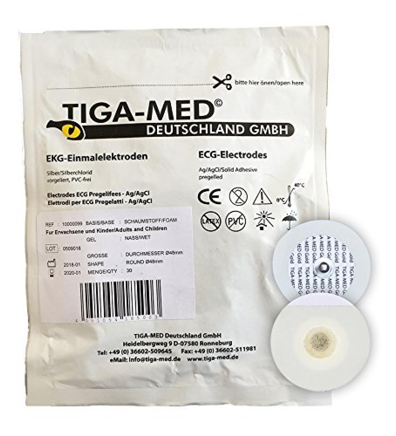 Tiga-Med Professional Quality Disposable Liquid Gel ECG Electrodes 55 mm Self-Adhesive Pack of 120 - Buy Online on GoSupps.com