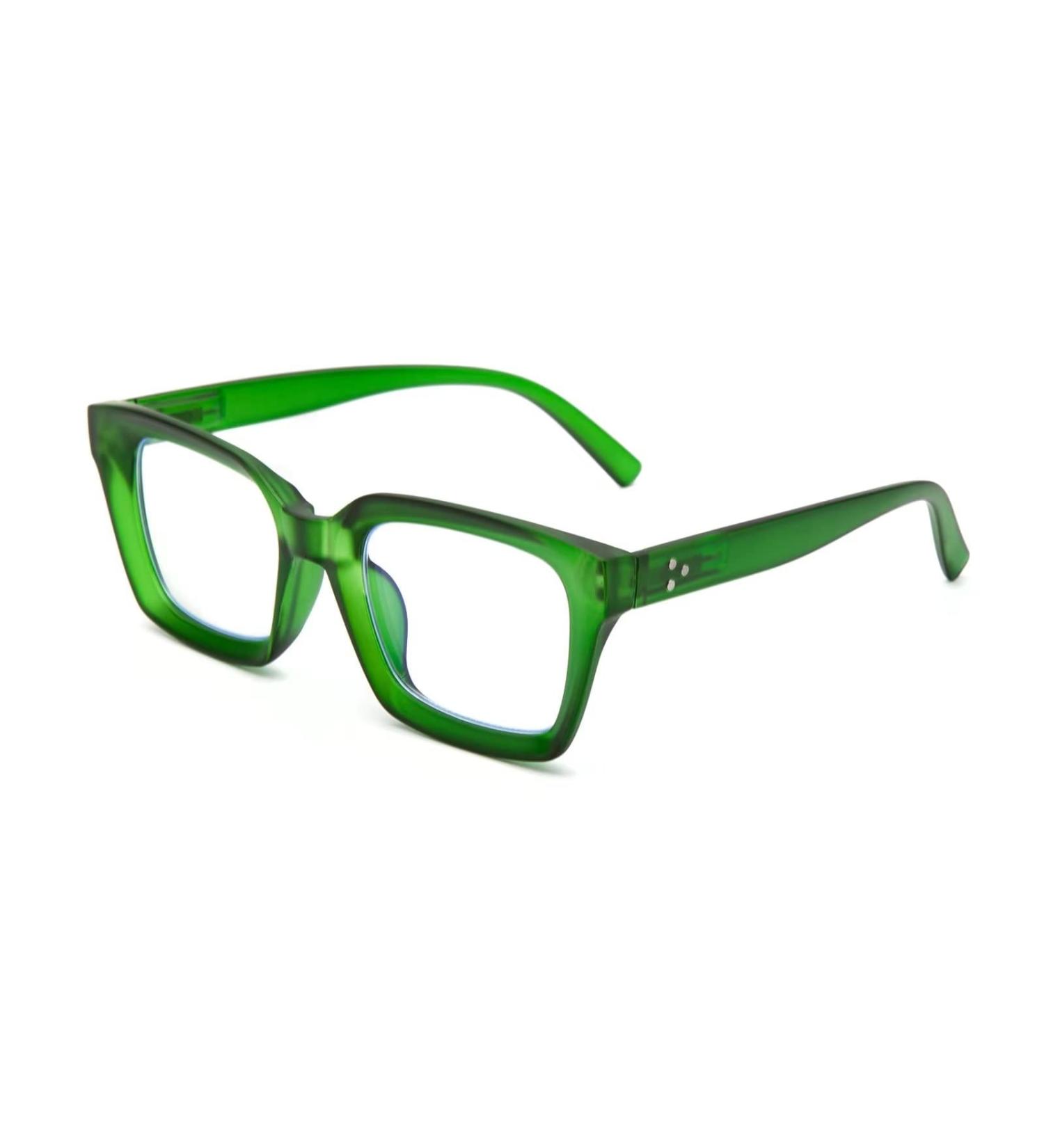 Amorays Oversize Square Frame Reading Glasses - Vintage Anti-Light Blue Lens +2.00 Green - Stylish Unisex Readers for Presbyopia - Buy Online on GoSupps.com