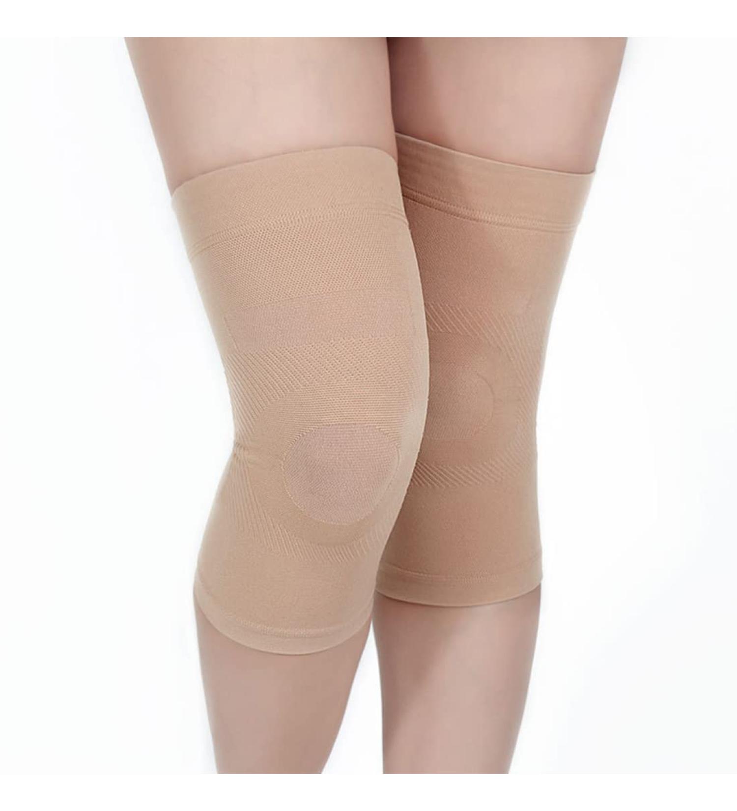 Level 2 Compression Medical Knee Pads with Patella Gel Support - Joint Pain Relief Sleeves for Working Out - Large 1 Pair Beige - International Shipping Available - Buy Online on GoSupps.com