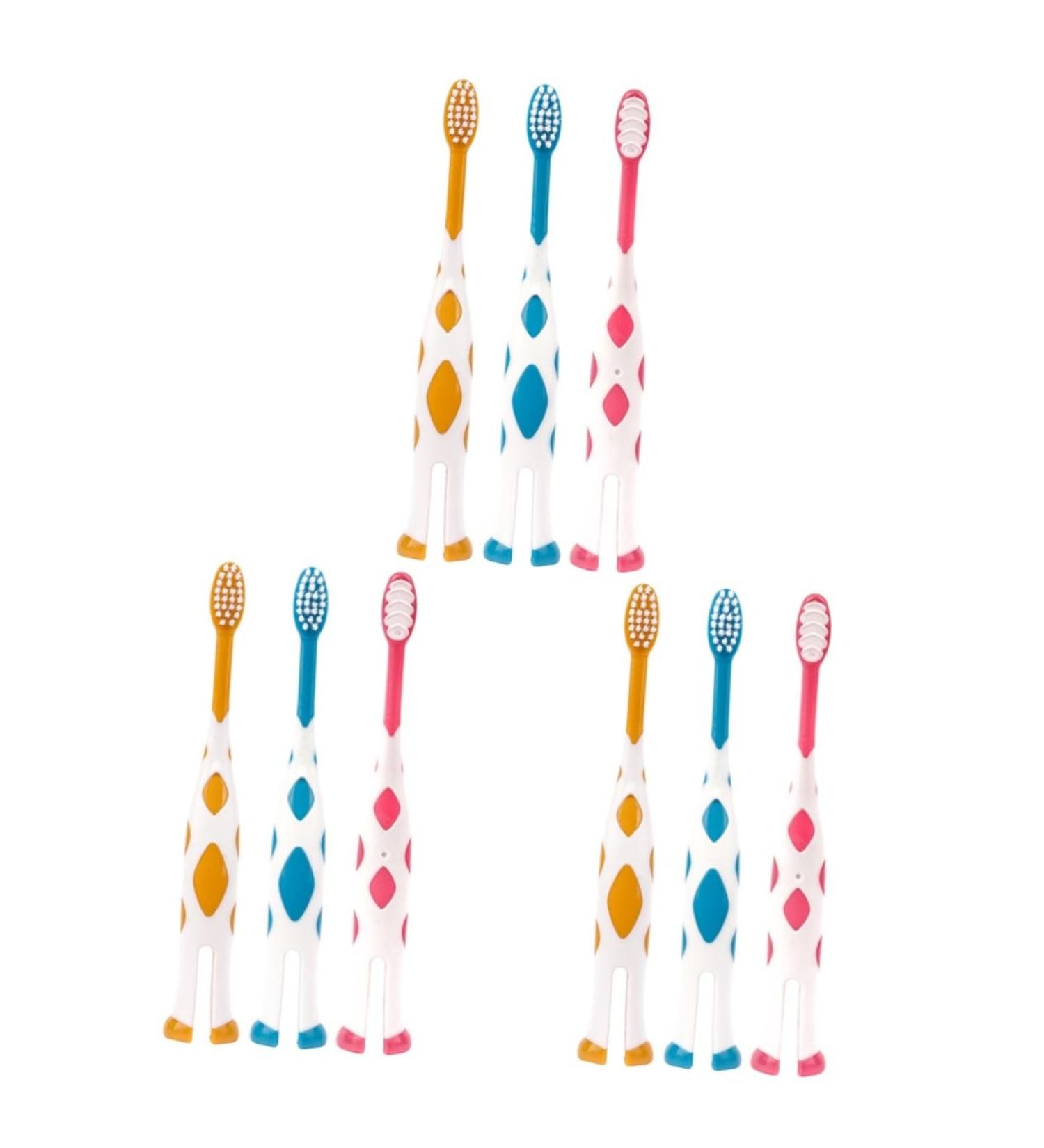 Fomiyes 18 pc Biodegradable Wood Toothbrush Set for Children - Soft Bristle Large Travel Toothbrushes with Cartoon Designs - Buy Online on GoSupps.com