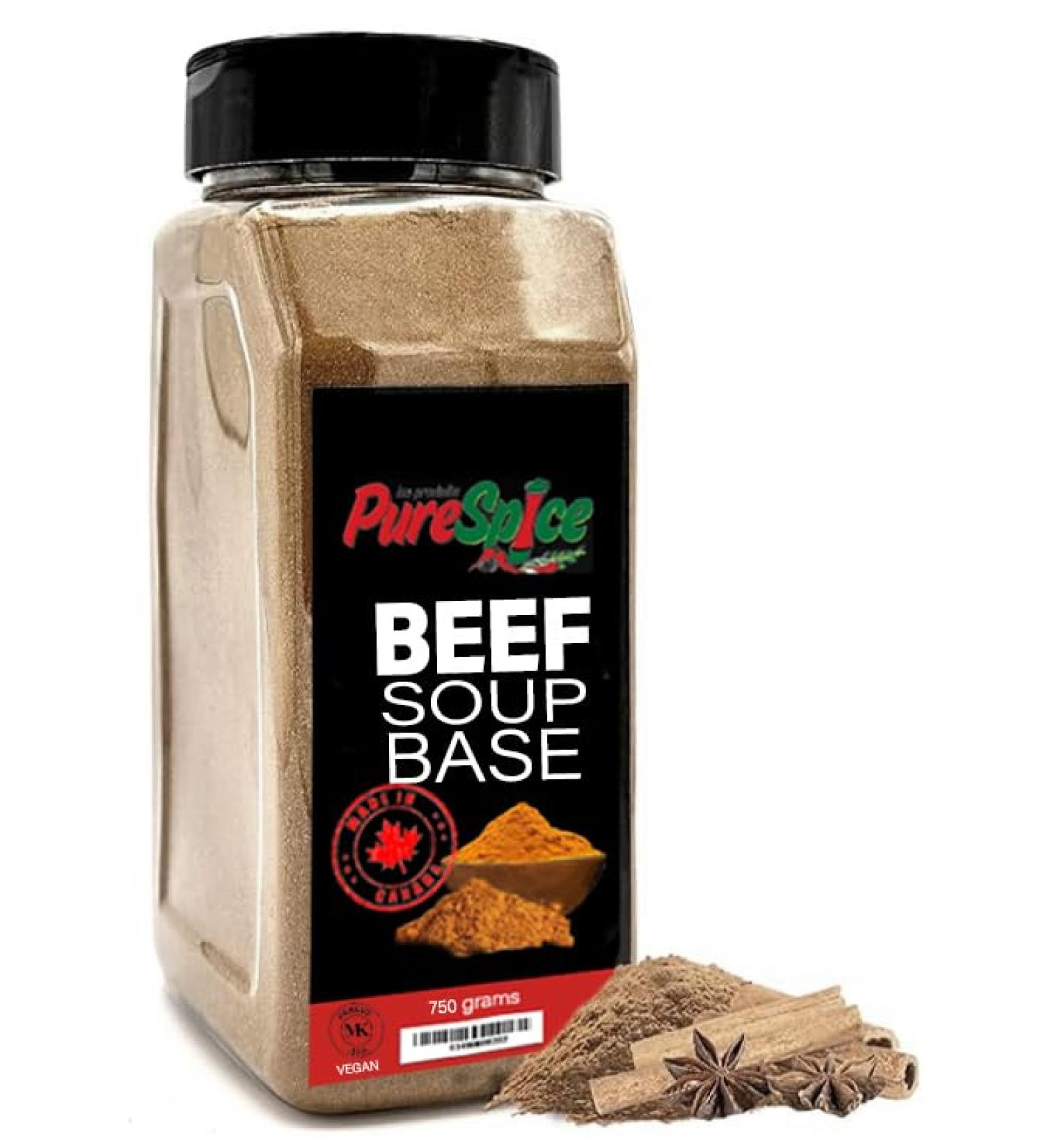 PureSpice Beef Soup Base 750 Grams | Restaurant Grade Vegan Kosher Powder Seasoning | Premium Flavor for Cooking Soup Meat Steak Rub and Sauce - Buy Online on GoSupps.com