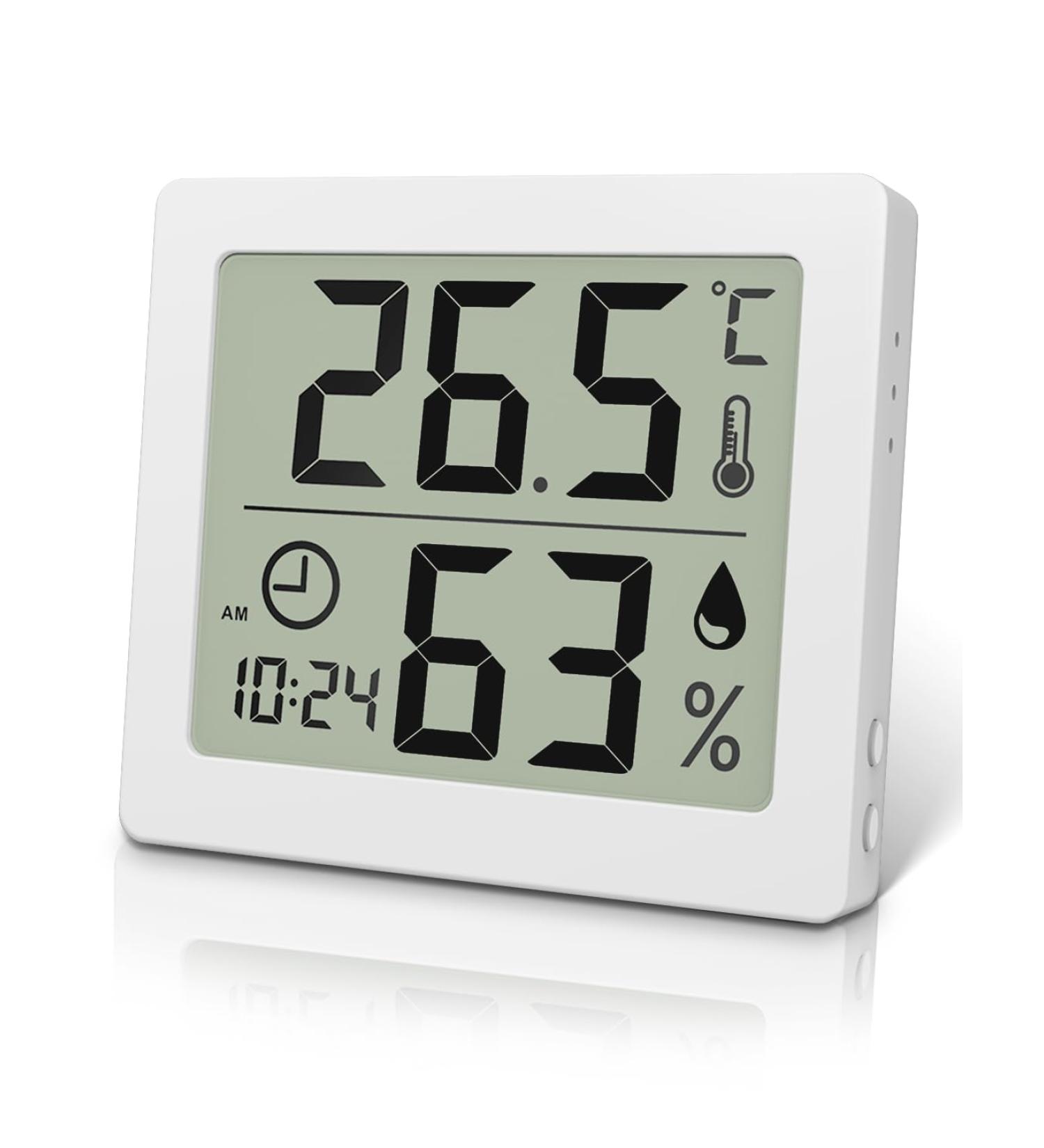 Pitasha Digital Thermo-Hygrometer - 3.2 LCD Desktop Thermometer & Hygrometer with Clock | Accurate Temperature & Humidity Measurement | International Shipping Available - Buy Online on GoSupps.com