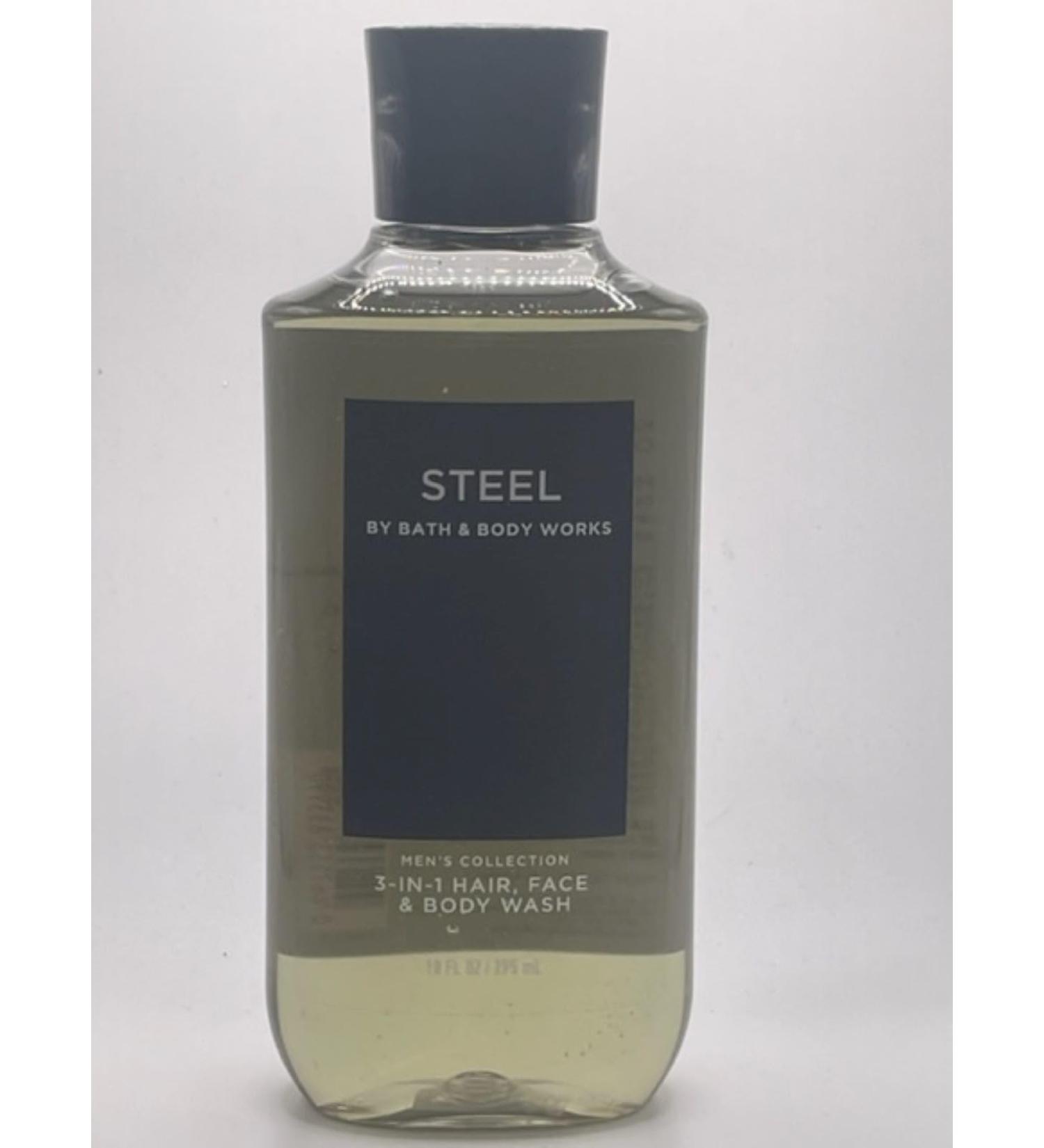 Bath and Body Works Steel Shower Gel For Men 10 Ounce Full Size 3-in-1 Hair Face & Body Wash