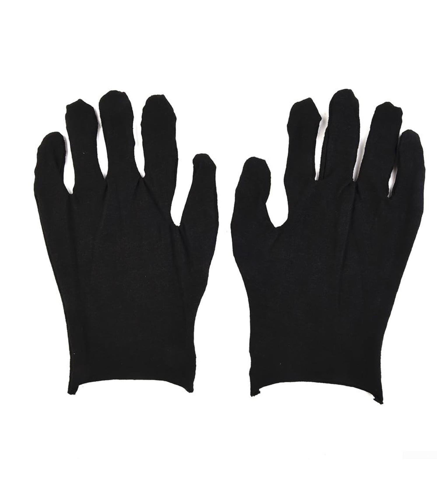 AIDNTBEO Practical and Comfortable Black Cotton Gloves 12 Pairs Soft Material For Sensitive Cleaning - Buy Online on GoSupps.com