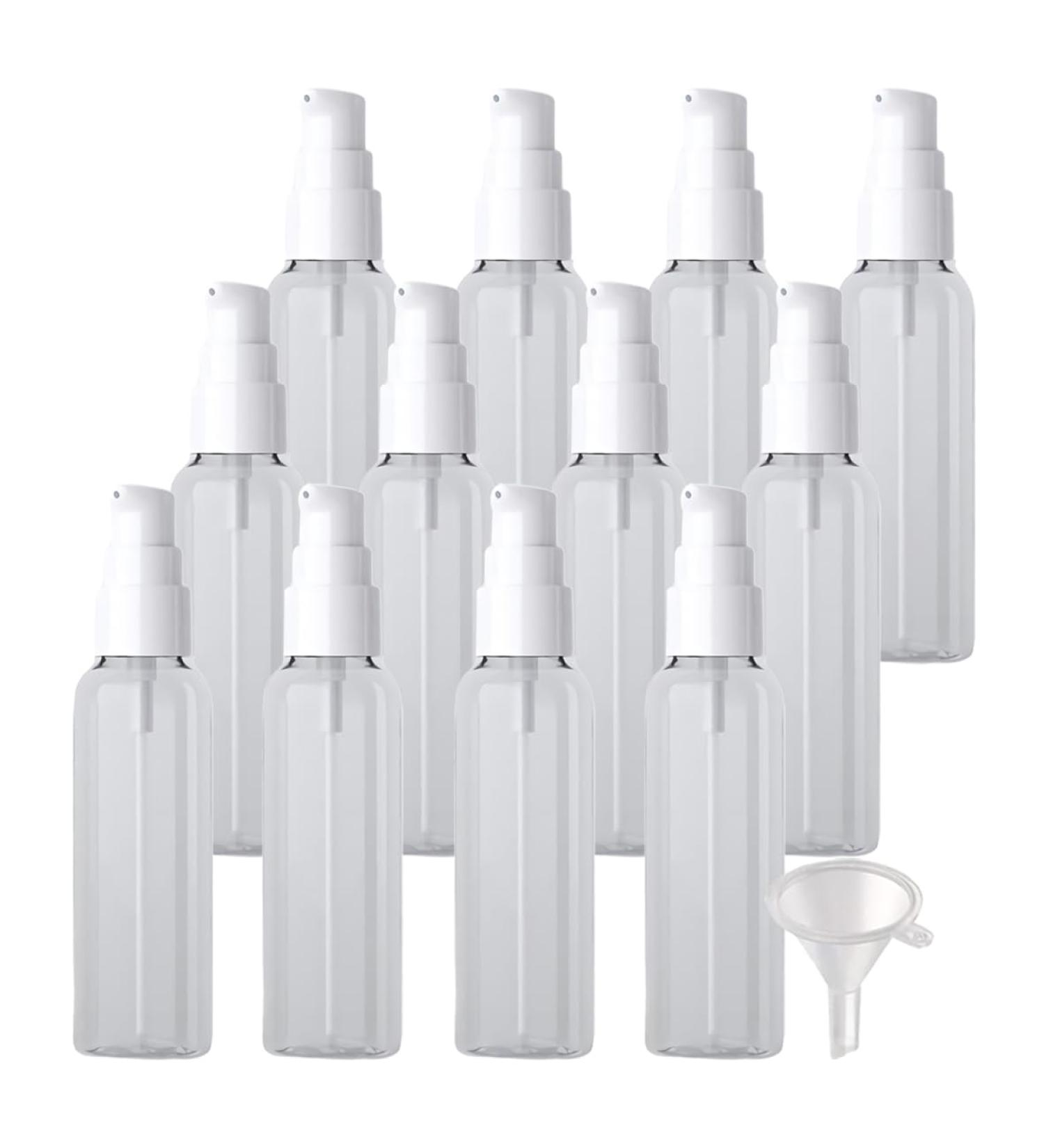 ZEOABSY 12 Pieces 60 ml Transparent Lotion Bottles with WhiteÂ Pump 60ml Empty PET Plastic Lotion Pump Bottle Cosmetic Gel Travel Container for Cosmetic Make up Cleaning + 2 x Funnel Transparent 60ml - Buy Online on GoSupps.com