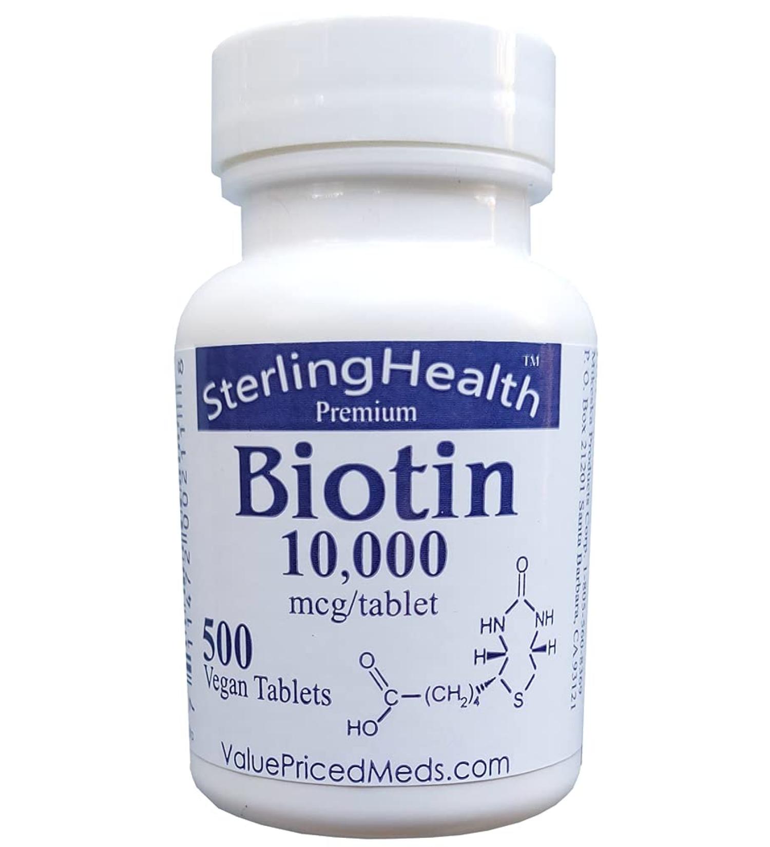 Biotin 10,000 mcg (500 Tablets) - Hair, Skin, Nails Growth Supplement - Buy Online on GoSupps.com