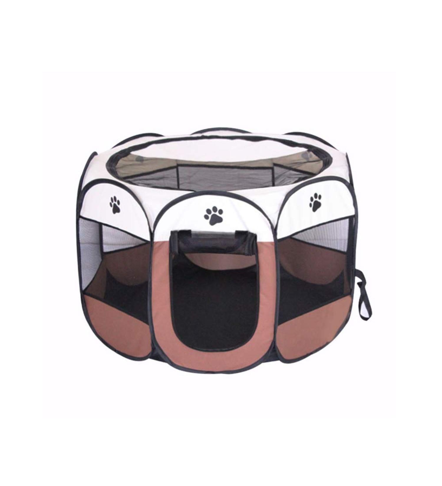 BODISEINT Portable Pet Playpen - Foldable Exercise Pen for Dogs, Cats, and Small Pets - Indoor/Outdoor Kennel for Travel and Camping - Medium Coffee/Beige - Buy Online on GoSupps.com