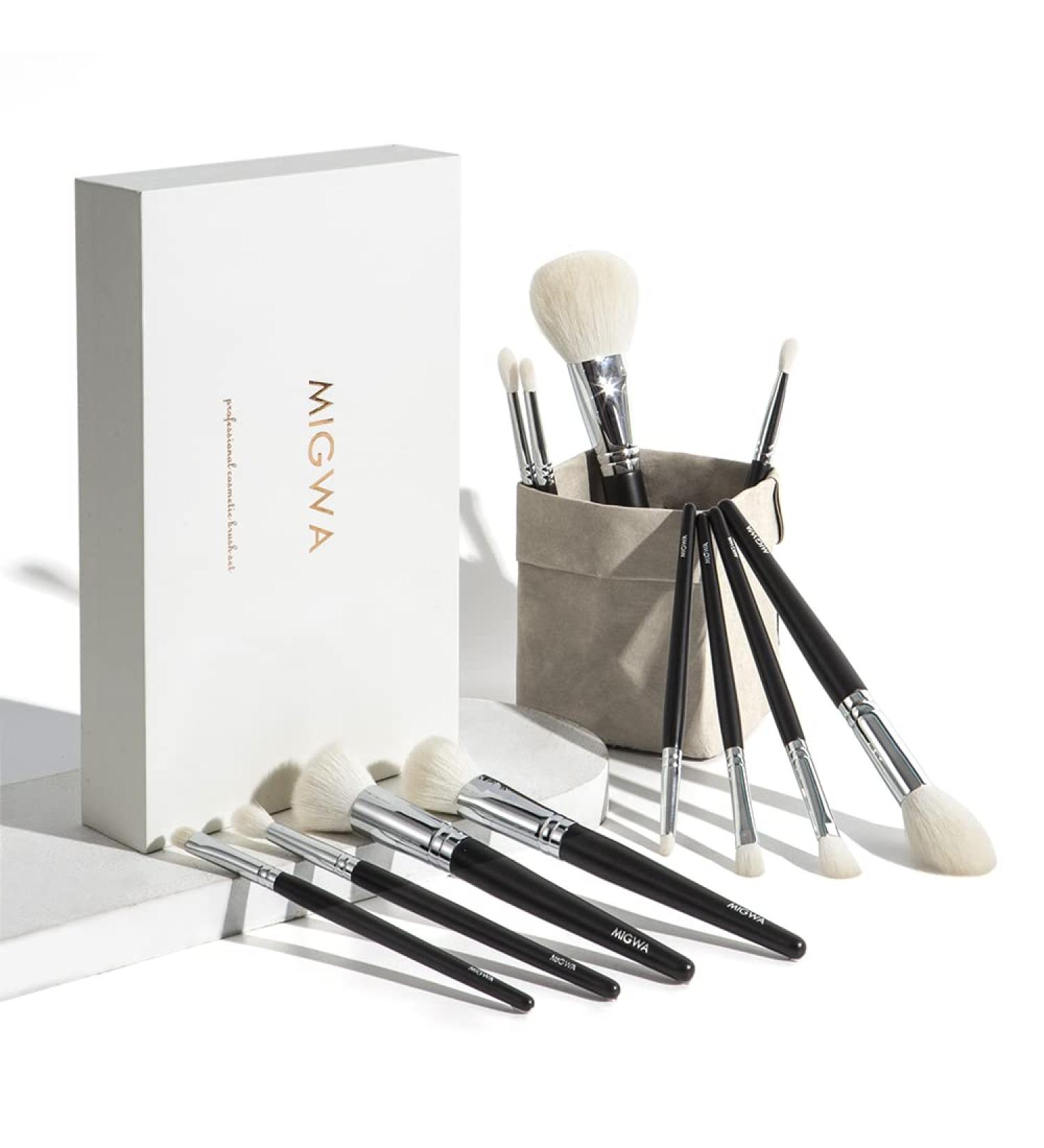 Premium Real Natural Hair Makeup Brush Set Goat Hair Brushes with Washable Organizer Bag for Makeup Artists | International Shipping Available - Buy Online on GoSupps.com