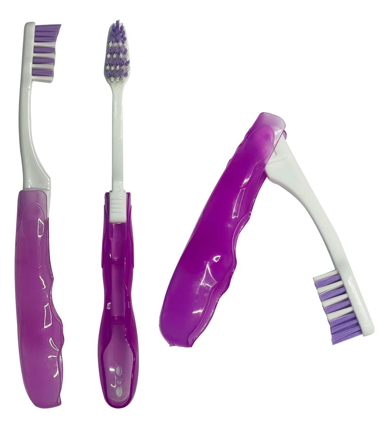 FactorDuty 100 pcs Portable Travel Toothbrush with Cover - Ideal for Hiking, Camping, and Traveling - Folding and Collapsible Design with Medium Bristles - Buy Online on GoSupps.com