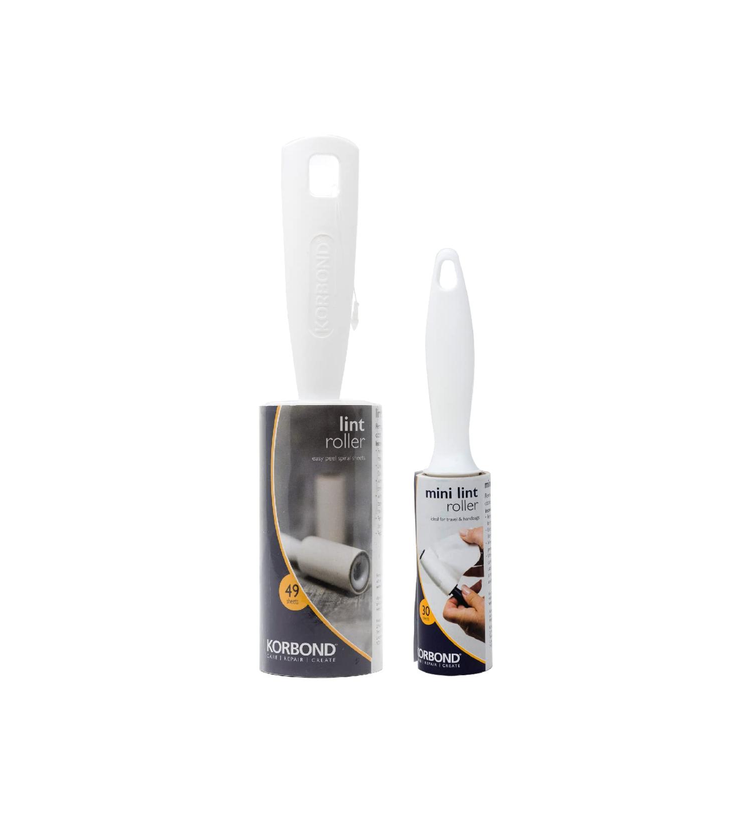 Korbond Mini & Full Size Lint Roller Bundle - Pet Hair Remover Rollers - 30 Sheet Mini + 49 Sheet Full Size - Buy Online on GoSupps.com