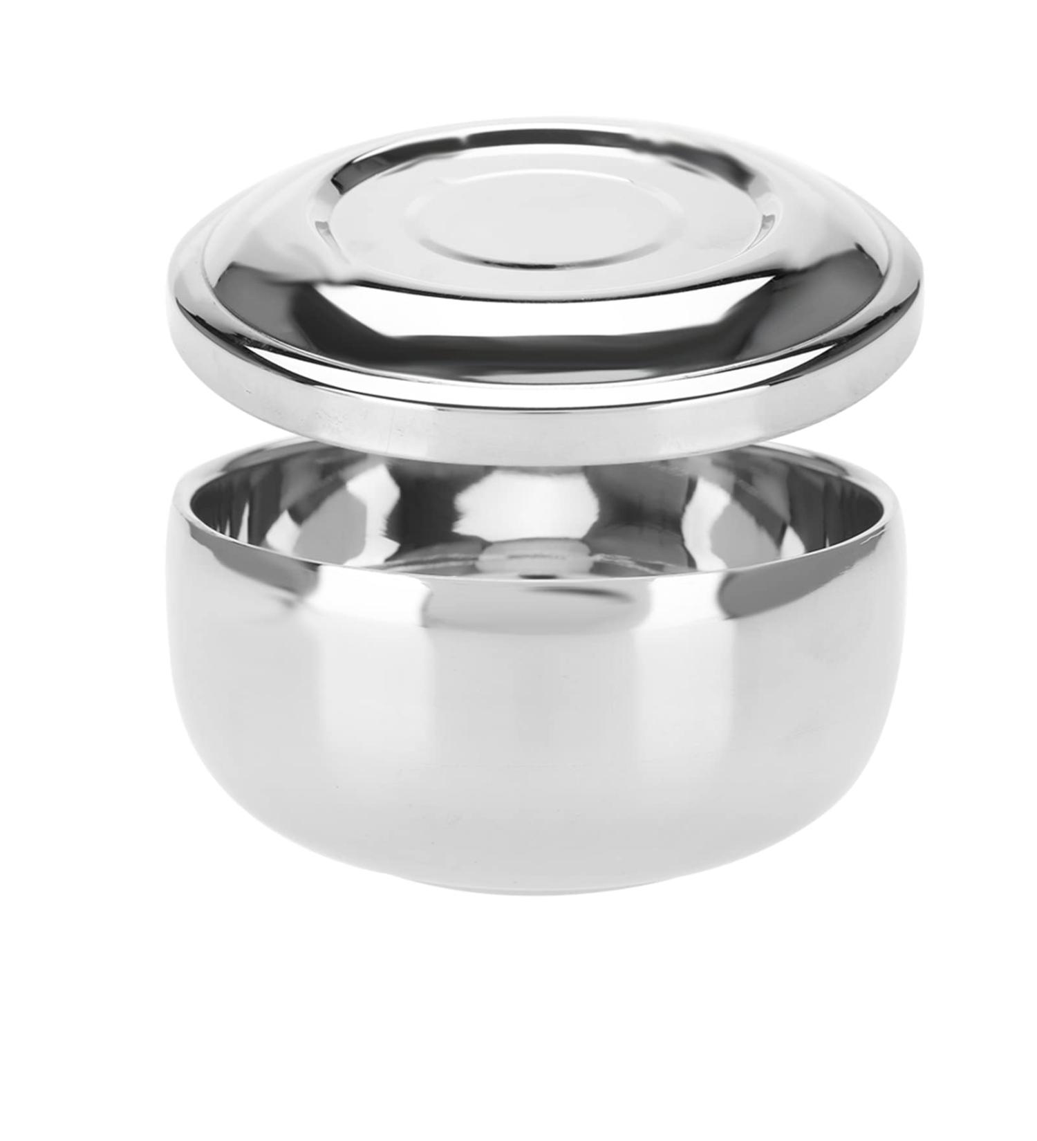 Men's Stainless Steel Shaving Soap Bowl with Mirror Cover | Universal Beauty Product for a Perfect Shave - Buy Online on GoSupps.com