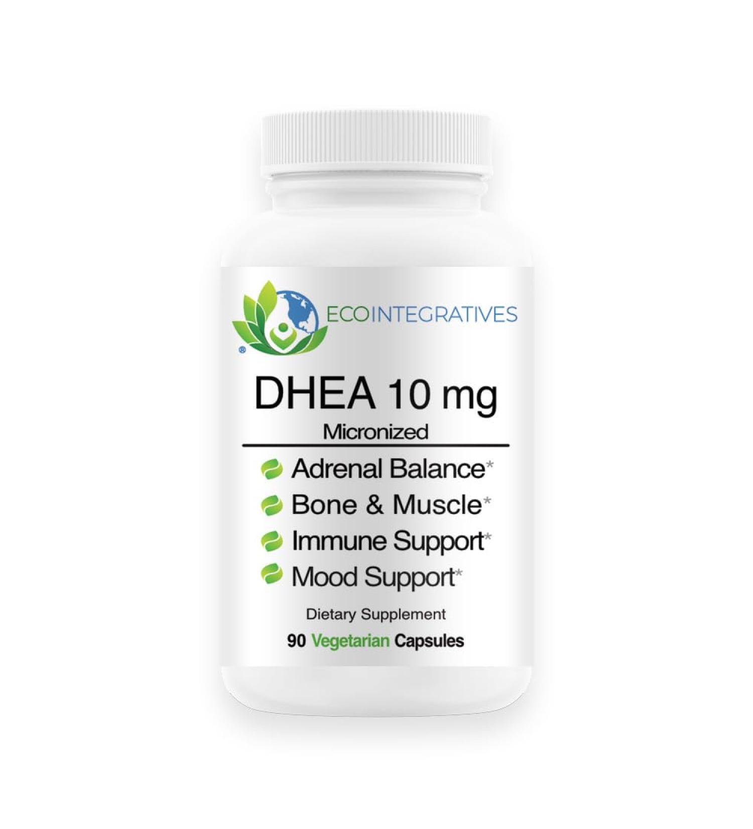 EcoIntegratives DHEA 10 mg Micronized Supplement DHEA for Hormonal Balance Adrenal Health Bone & Muscle Health for Men & Women Non-GMO Gluten-Free Soy-Free 90 Vegetarian Capsules - Buy Online on GoSupps.com